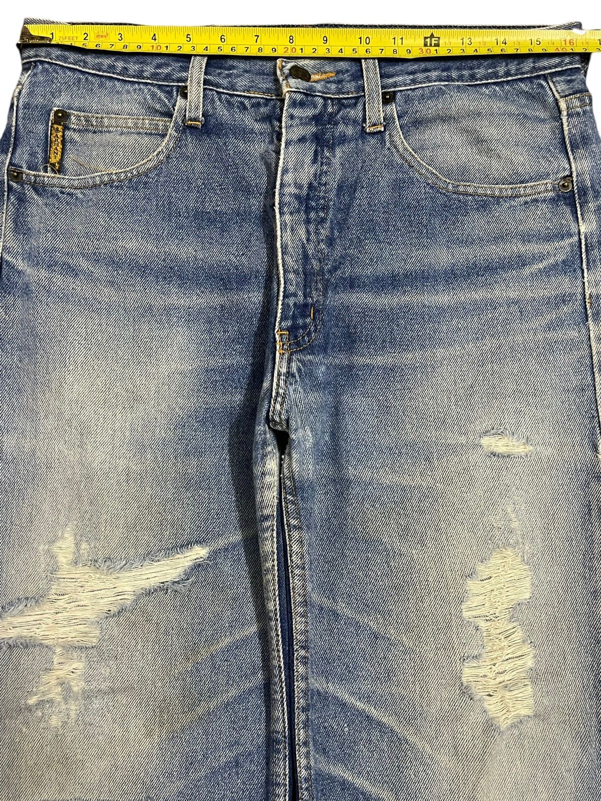 Armani Vintage Italy Armani Jeans Blue Wash Distressed Loose Jeans Size US 32 / EU 48 - 11 Thumbnail