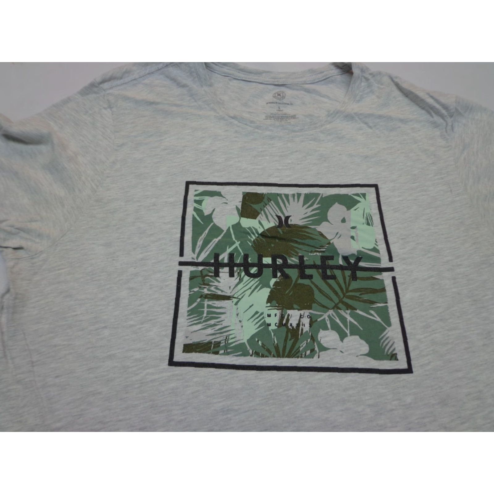 Hurley Hurley T-Shirt Size L Gray Floral Box Logo Short Sleeve Round Neck Mens Cotton Blend Breathable Classic Regular Summer Size US L / EU 52-54 / 3 - 2 Thumbnail