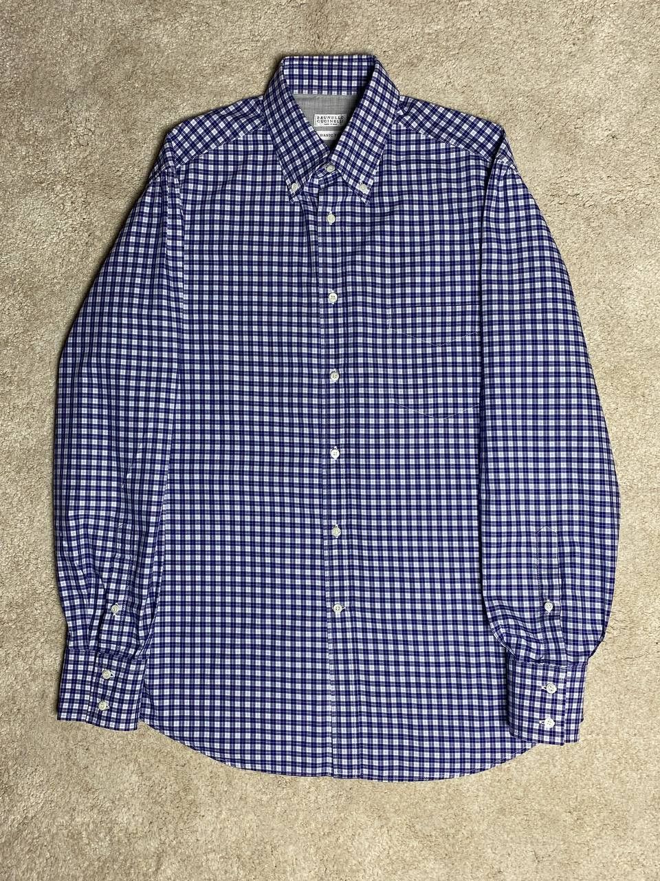 Brunello Cucinelli Brunello Cucinelli Check Classic Casual Blue Shirt Button Up Size US L / EU 52-54 / 3 - 3 Thumbnail