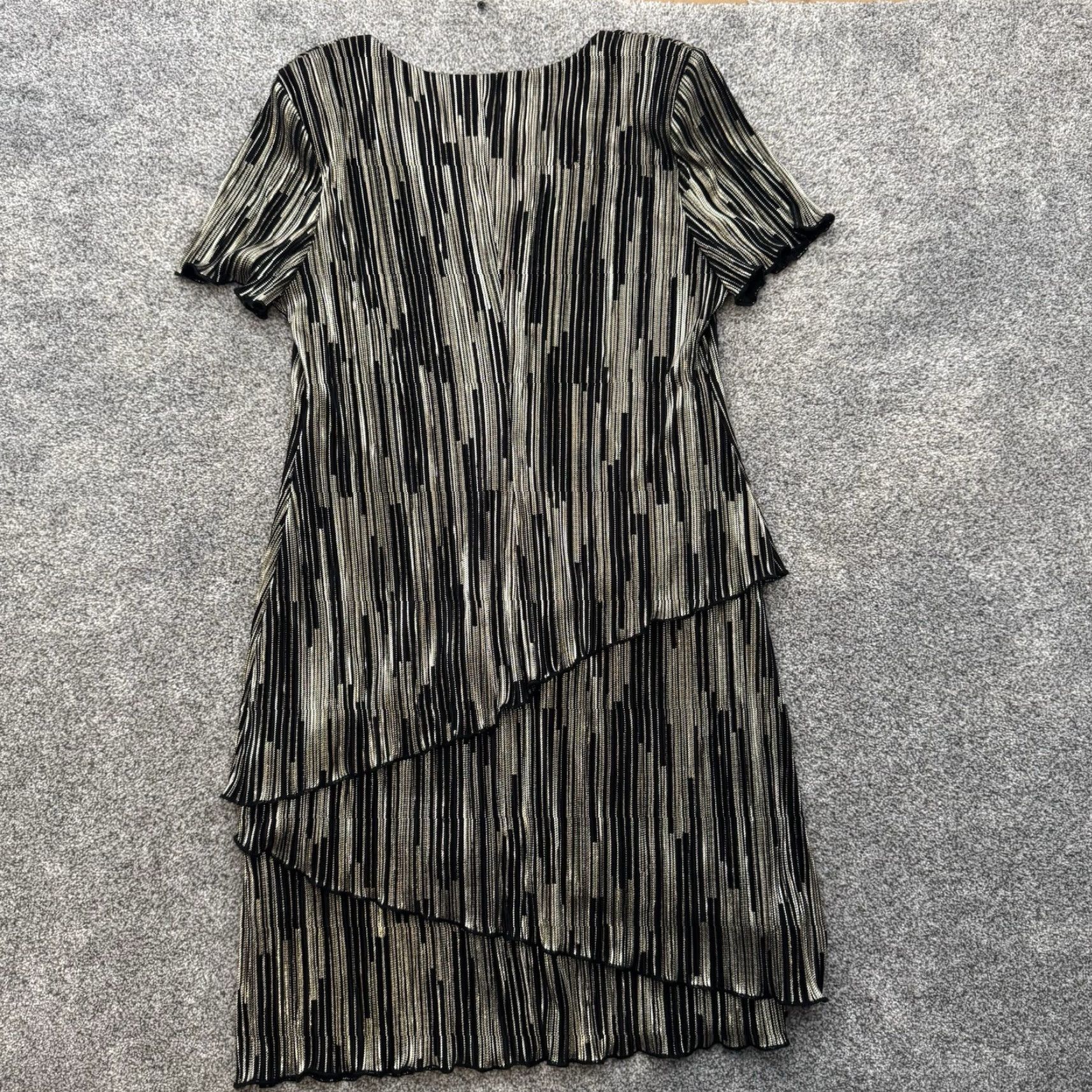 Vintage CONNECTED APPAREL Cocktail Dress L Gold A-Line 90s Retro 80s New Years Eve Midi Sparkly Glam Asymmetric Stretch Women Mens? Size L / US 10 / IT 46 - 7 Thumbnail
