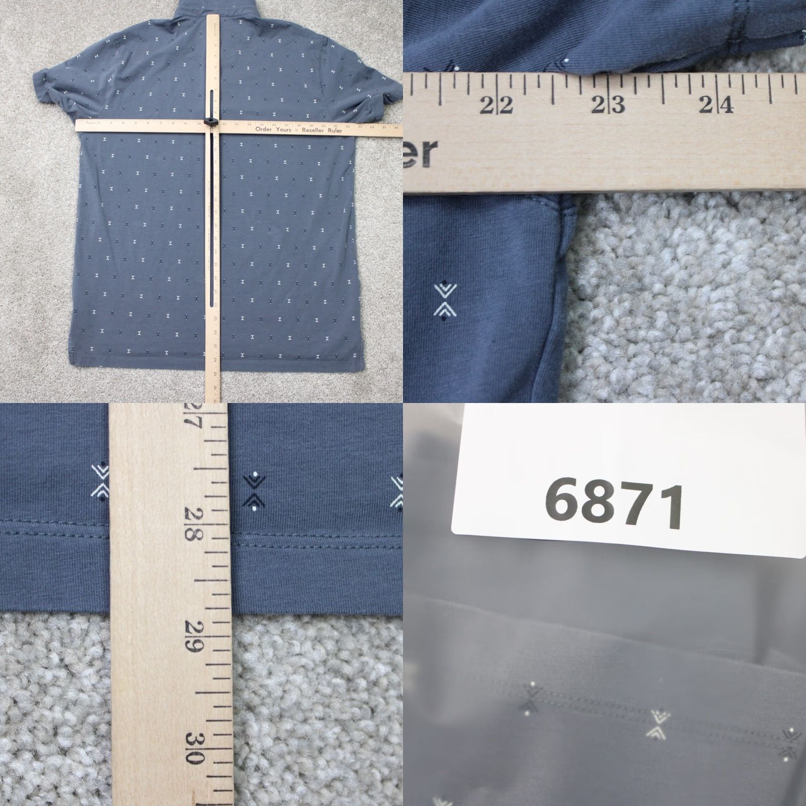 Vintage Hickey Freeman Polo Shirt Mens Large Blue Geometric S/S Pima Cotton Polyester Blend Spandex Shirt Size US L / EU 52-54 / 3 - 8 Thumbnail