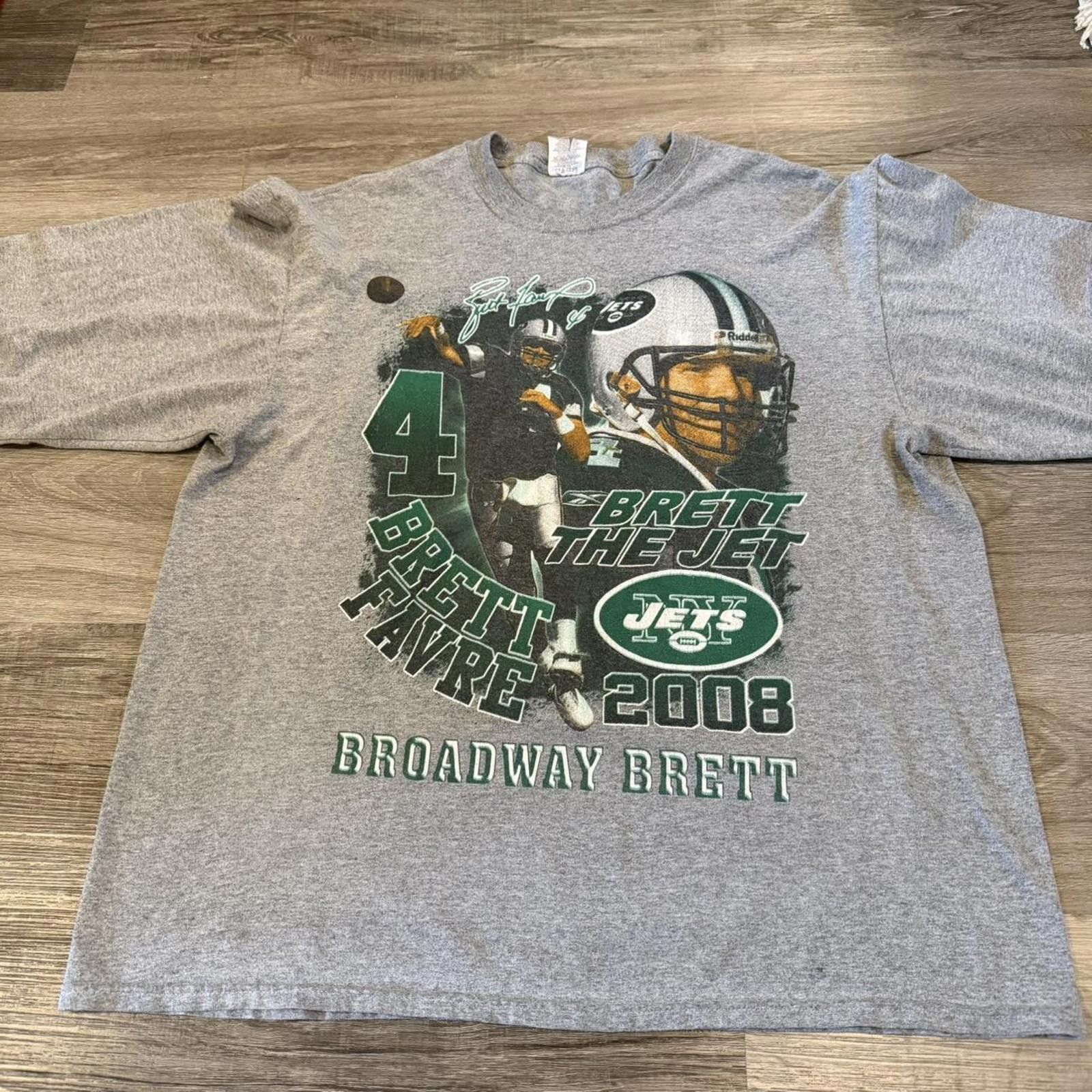 Jerzees vintage Brett Farve New York jets long sleeve t shirt 2008 Size US XL / EU 56 / 4 - 5 Thumbnail