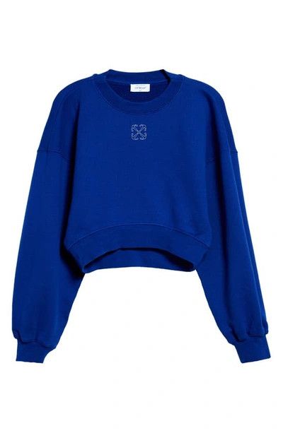 Off-White o1mle0425 Embr Mini Arrow Cropped Crewneck T-Shirt in Blue Size M / US 6-8 / IT 42-44 - 4 Thumbnail