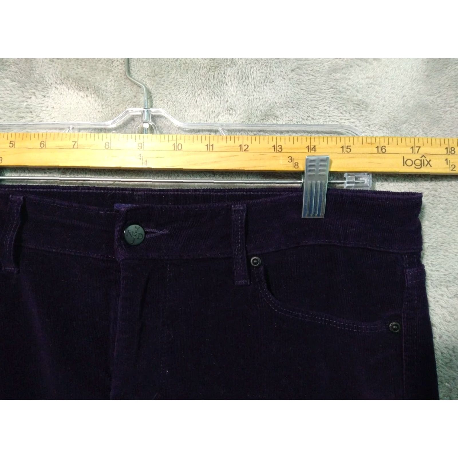 NYDJ NYDJ Women's 10 Purple Corduroy Skinny Jeans Mid Rise Stretch Size 32" / US 10 / IT 46 - 3 Thumbnail