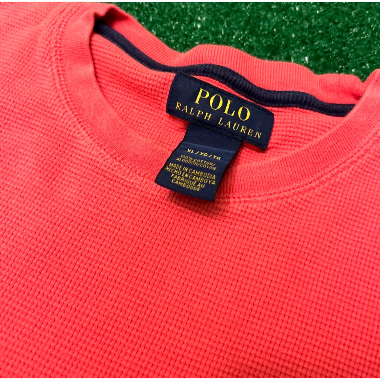 Vintage VINTAGE Polo Ralph Lauren Thermal Long Sleeve Shirt Pony Logo Mens XL Coral Pink Size US XL / EU 56 / 4 - 2 Thumbnail