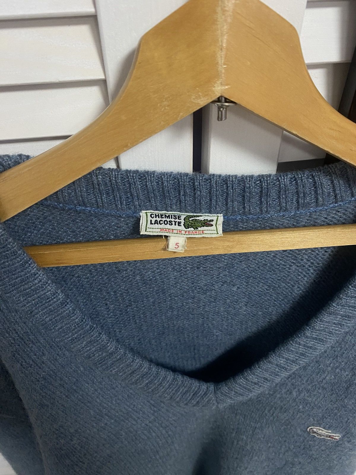 Lacoste Vintage Lacoste Made in France Wool V-Neck Elbow Patch Size US L / EU 52-54 / 3 - 5 Thumbnail