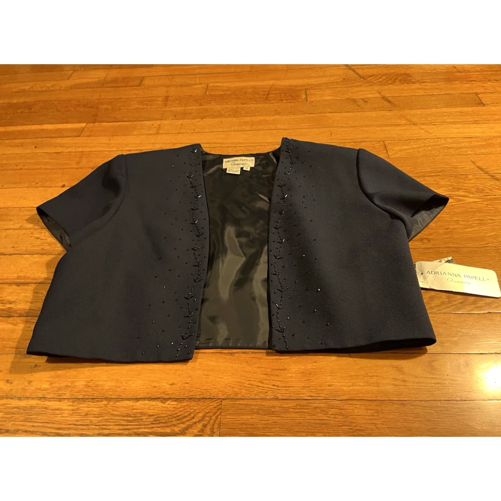 Adrianna Papell VINTAGE Adrianna Papell Occasions Formal Bolero Beaded Jacket Women’s 16 Blue Displaying 80s Retro Bohemian Classic Designer Size XXL / US 16-18 / IT 52-54 - 2 Thumbnail