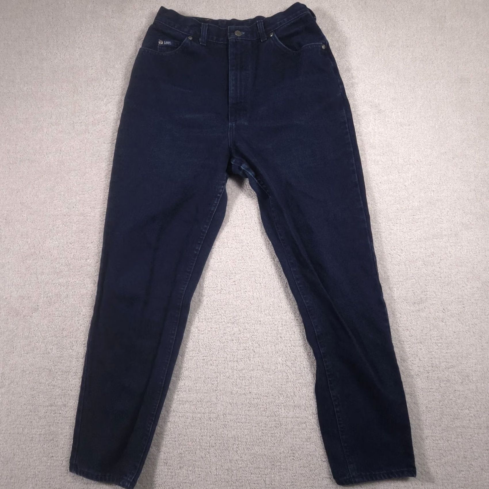 Lee VINTAGE Lee Jeans Womens 14 Dark Blue High Rise Relaxed Mom Tapered Denim 90s Size 36" / US 14 / IT 50 - 2 Thumbnail
