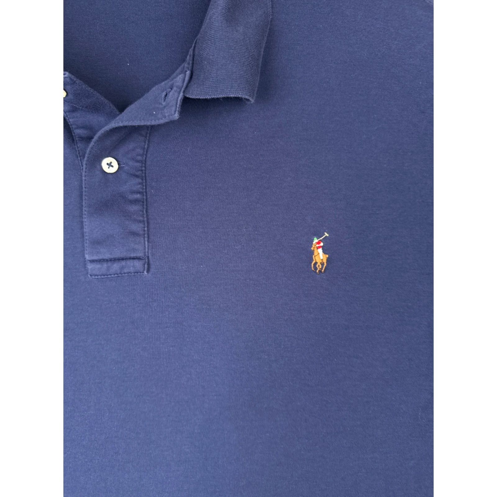 Ralph Lauren VINTAGE Ralph Lauren Polo Shirt Adult 2XL Blue 100% Cotton Jersey Short Sleeve Polo Shirt Regular Mens Size US XXL / EU 58 / 5 - 6 Thumbnail