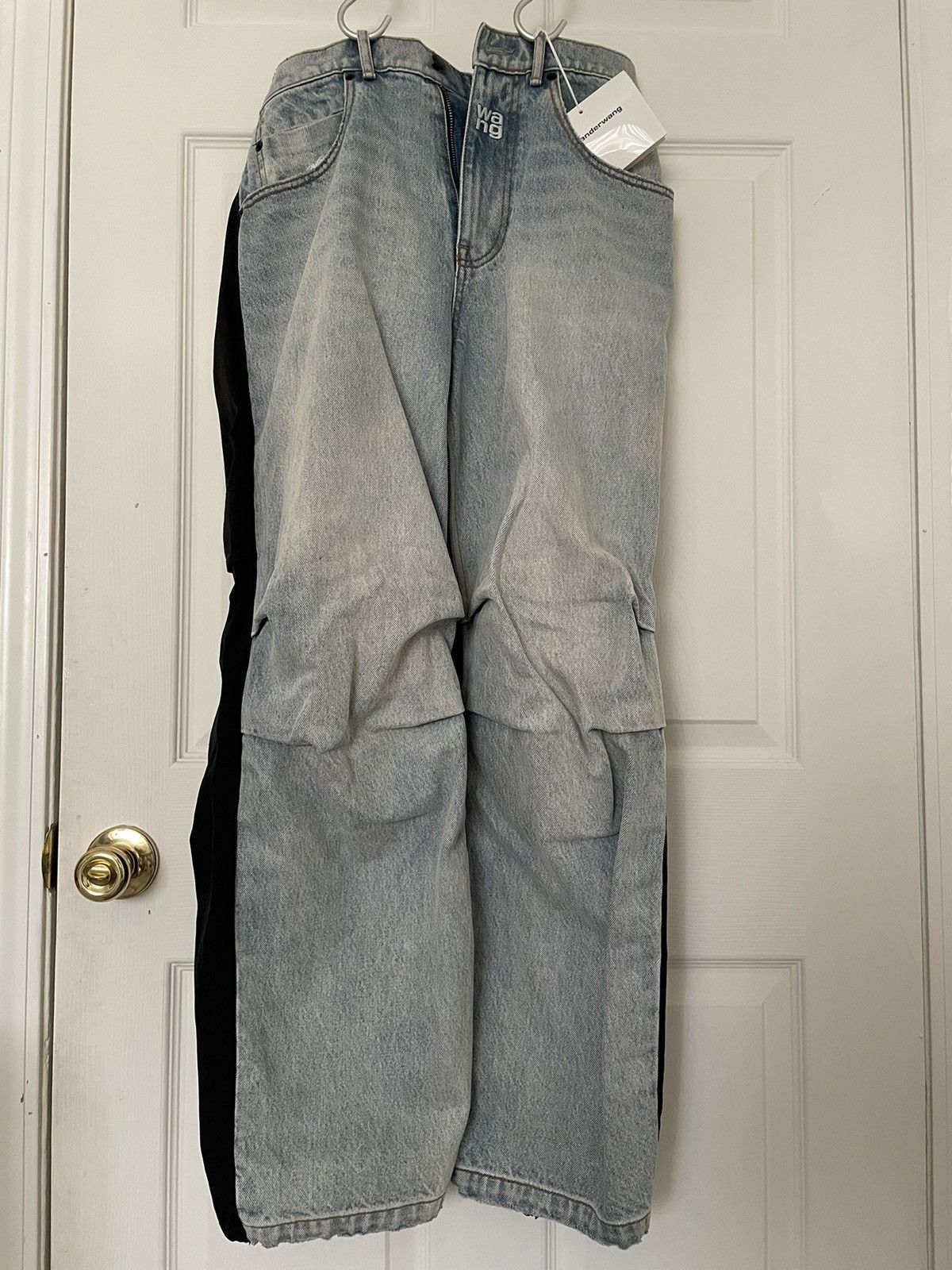Alexander Wang Blue & Black Denim Hybrid Cargo Jeans Size 26" / US 2 / IT 38 - 5 Thumbnail