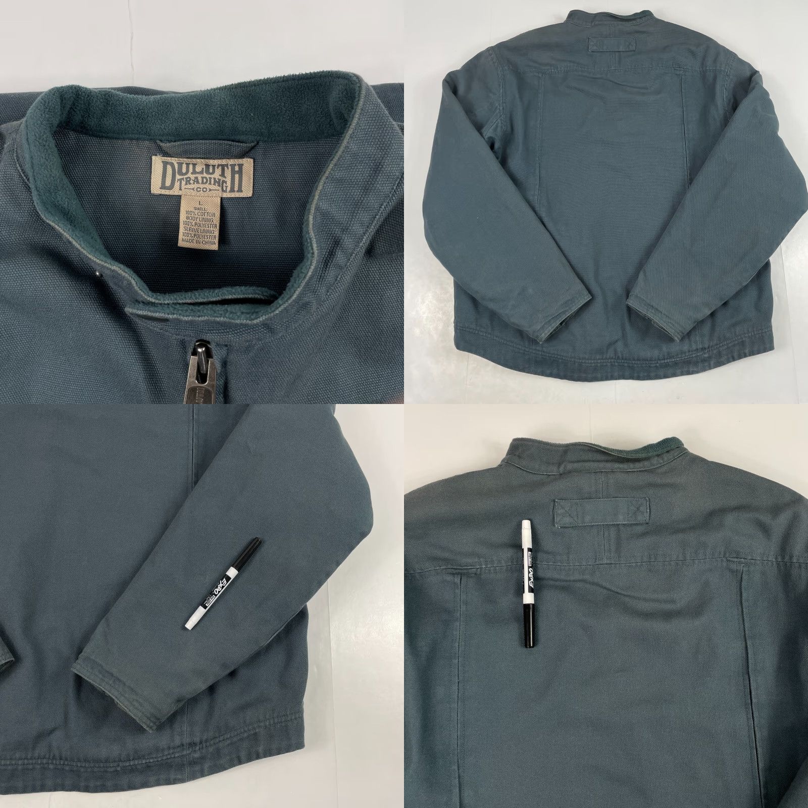 Vintage Duluth Jacket Mens Large Blue Canvas Workwear Bomber Zip Pockets Lined Zippered Cuffs L Size US L / EU 52-54 / 3 - 8 Thumbnail