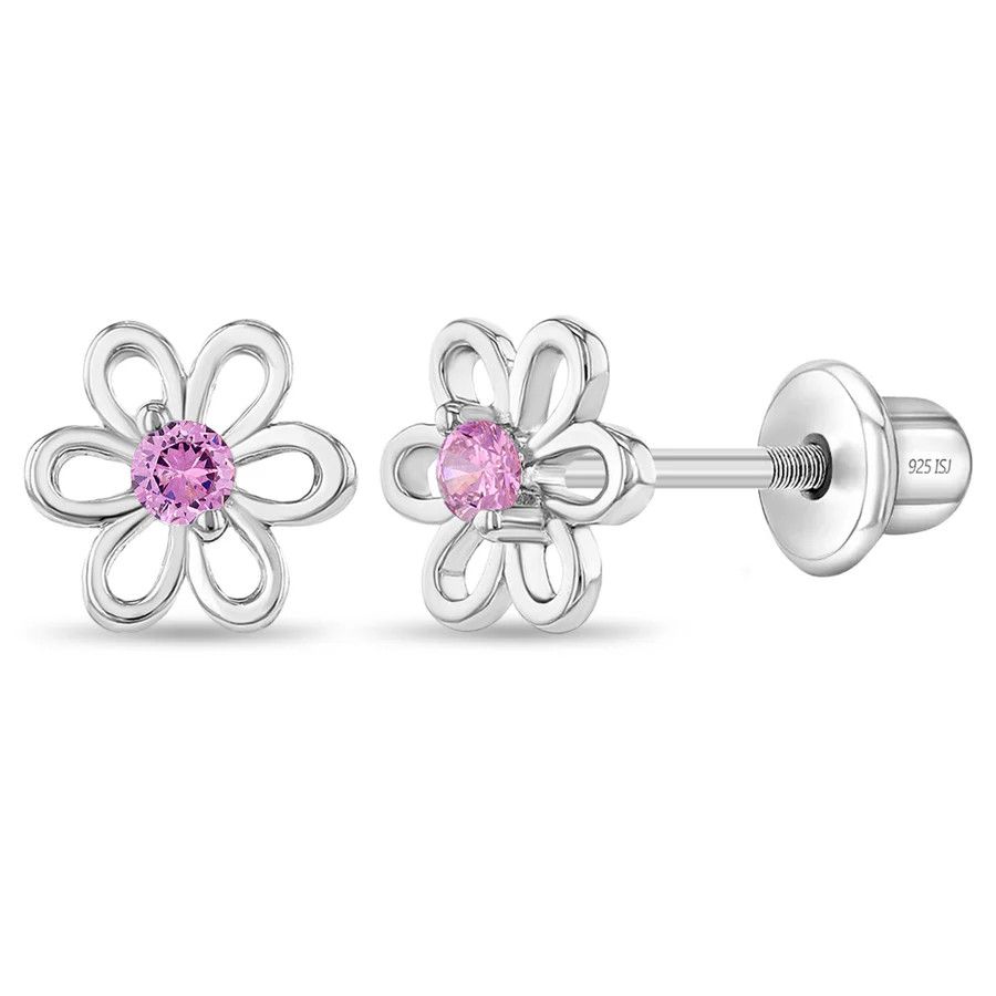 Other Spring Cubic Zirconia Flower Pink Earrings - Sterling Silver Size ONE SIZE - 1 Thumbnail