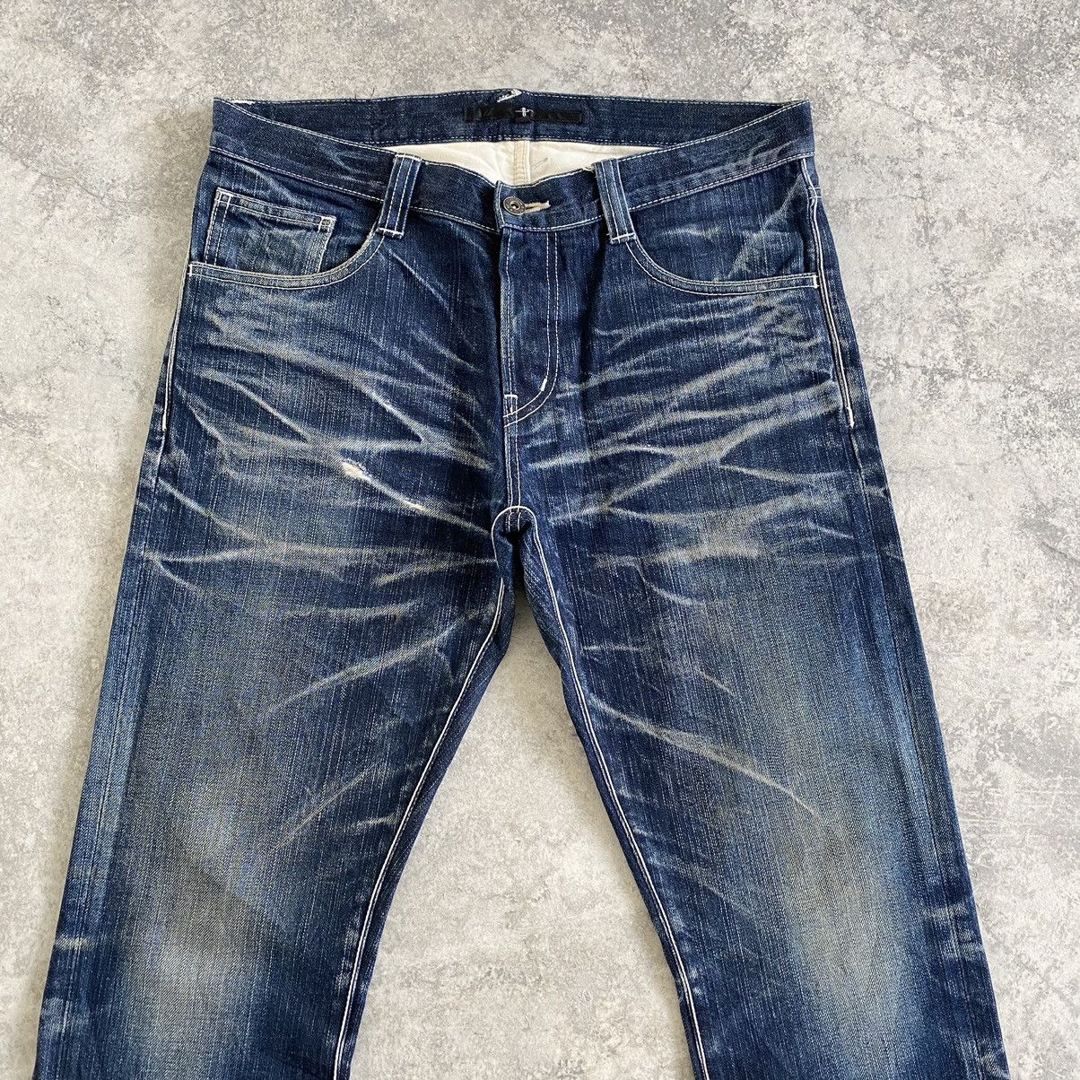 Japanese Brand 2000’s No ID Japan Faded Honeycomb Jeans Slim Fit Size US 31 - 3 Thumbnail
