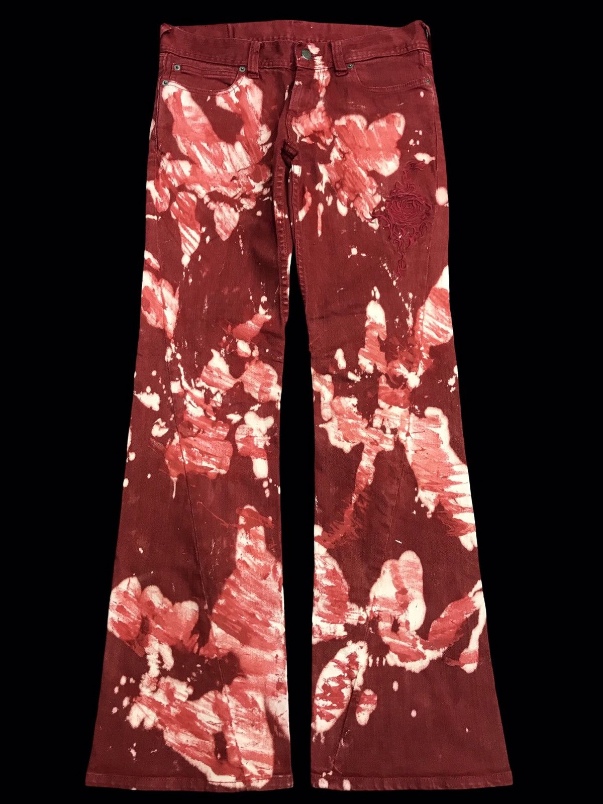 💥ARCHIVAL FLARE💥TORNADO MART ROSE EMBROIDERY DENIM F413