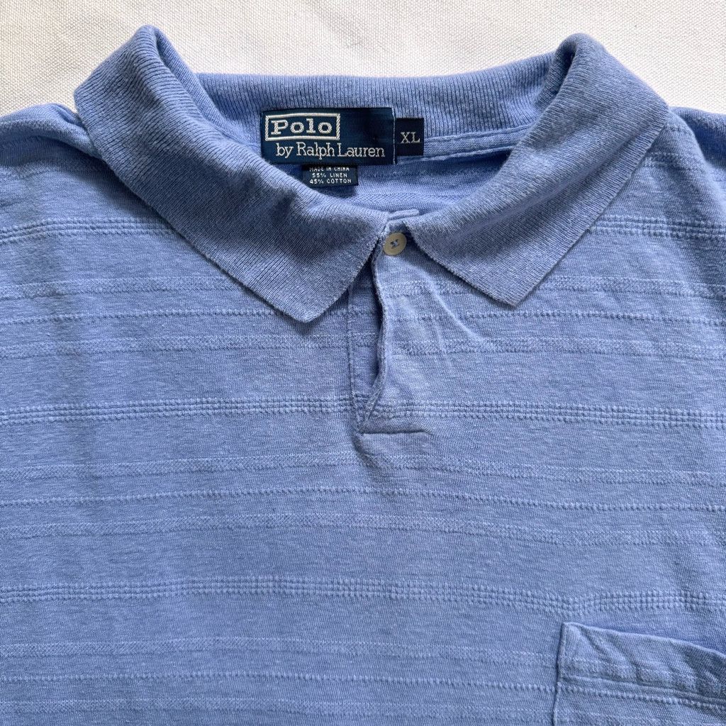 Polo Ralph Lauren Polo Ralph Lauren Blue Linen Cotton Textured Stripe Knit Size US XL / EU 56 / 4 - 2 Thumbnail