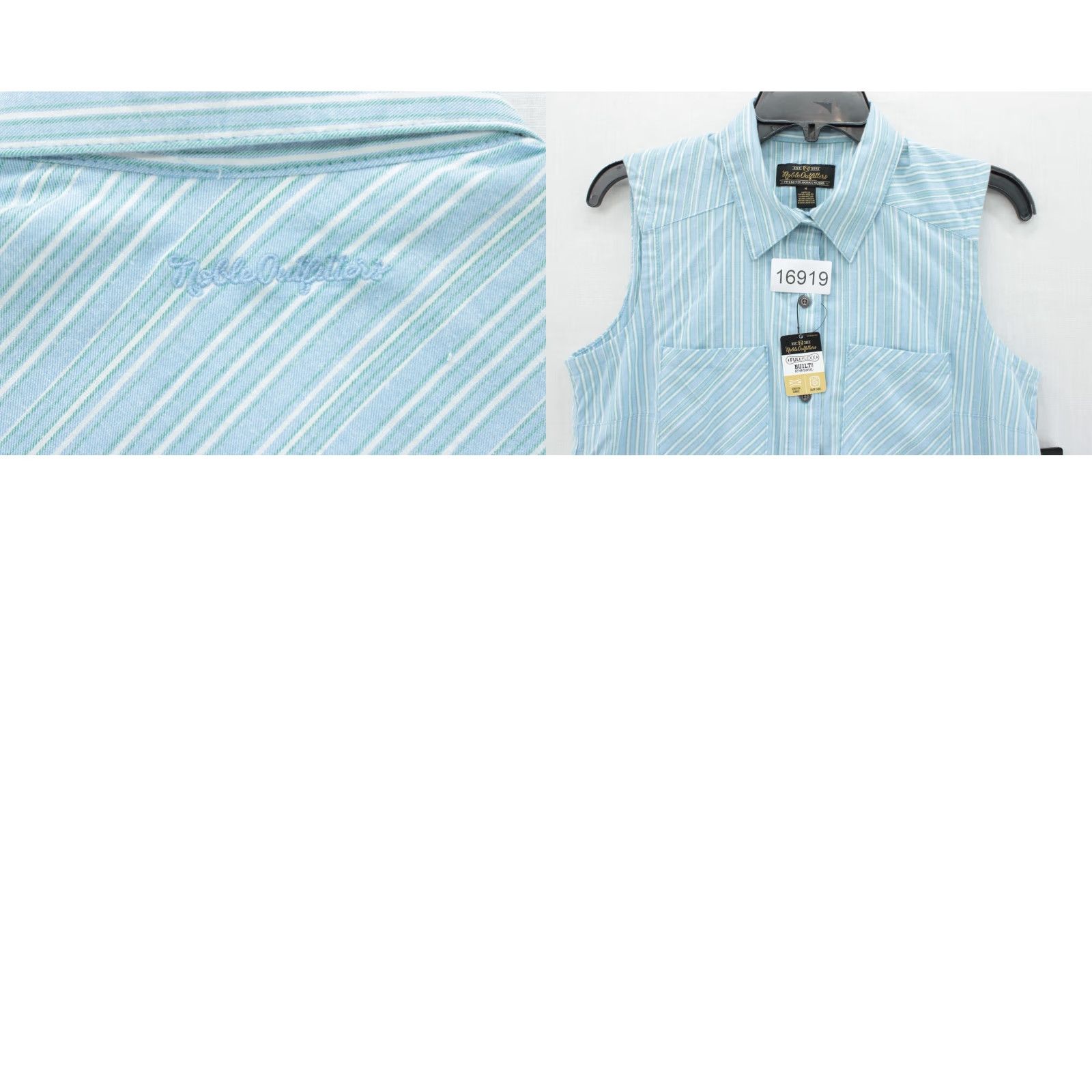 Vintage NWT Noble Outfitters Shirt Womens M Blue Striped Button-Up Sleeveless Size M / US 6-8 / IT 42-44 - 8 Thumbnail