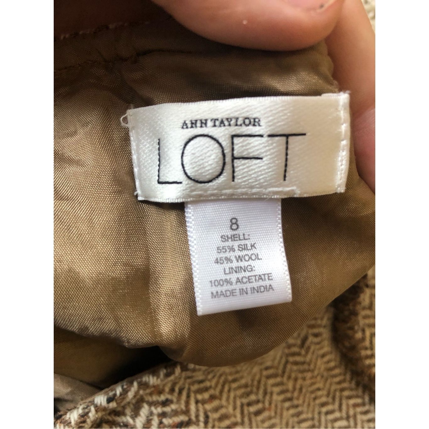 Ann Taylor Ann Taylor LOFT Women’s Brown and Cream Elegant Knee Length Size 30" / US 8 / IT 44 - 5 Thumbnail