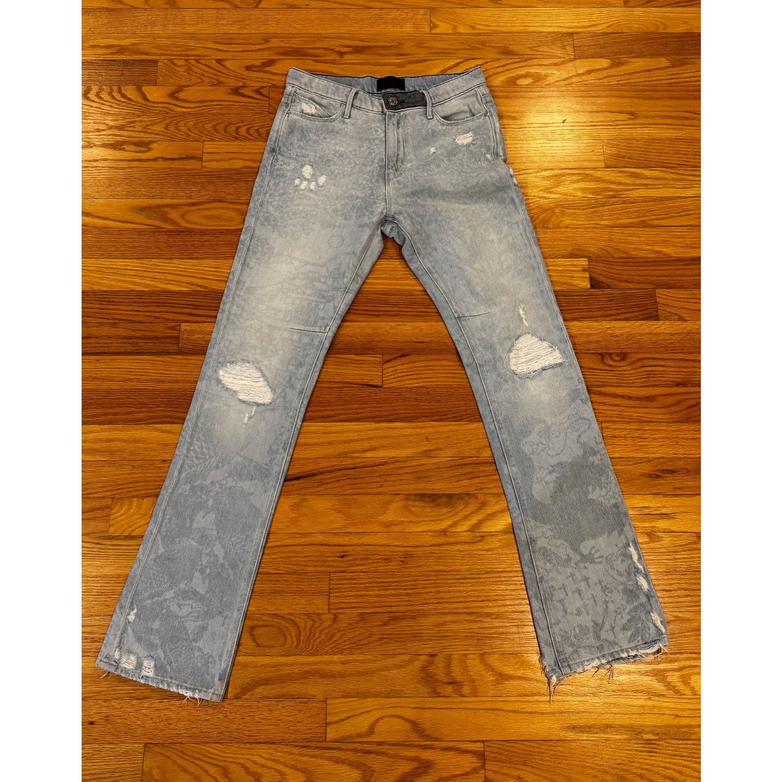 Rta RtA Denis Flared Jeans Laser Etched Japanese Dragon 28x32 Size US 28 / EU 44 - 1 Thumbnail