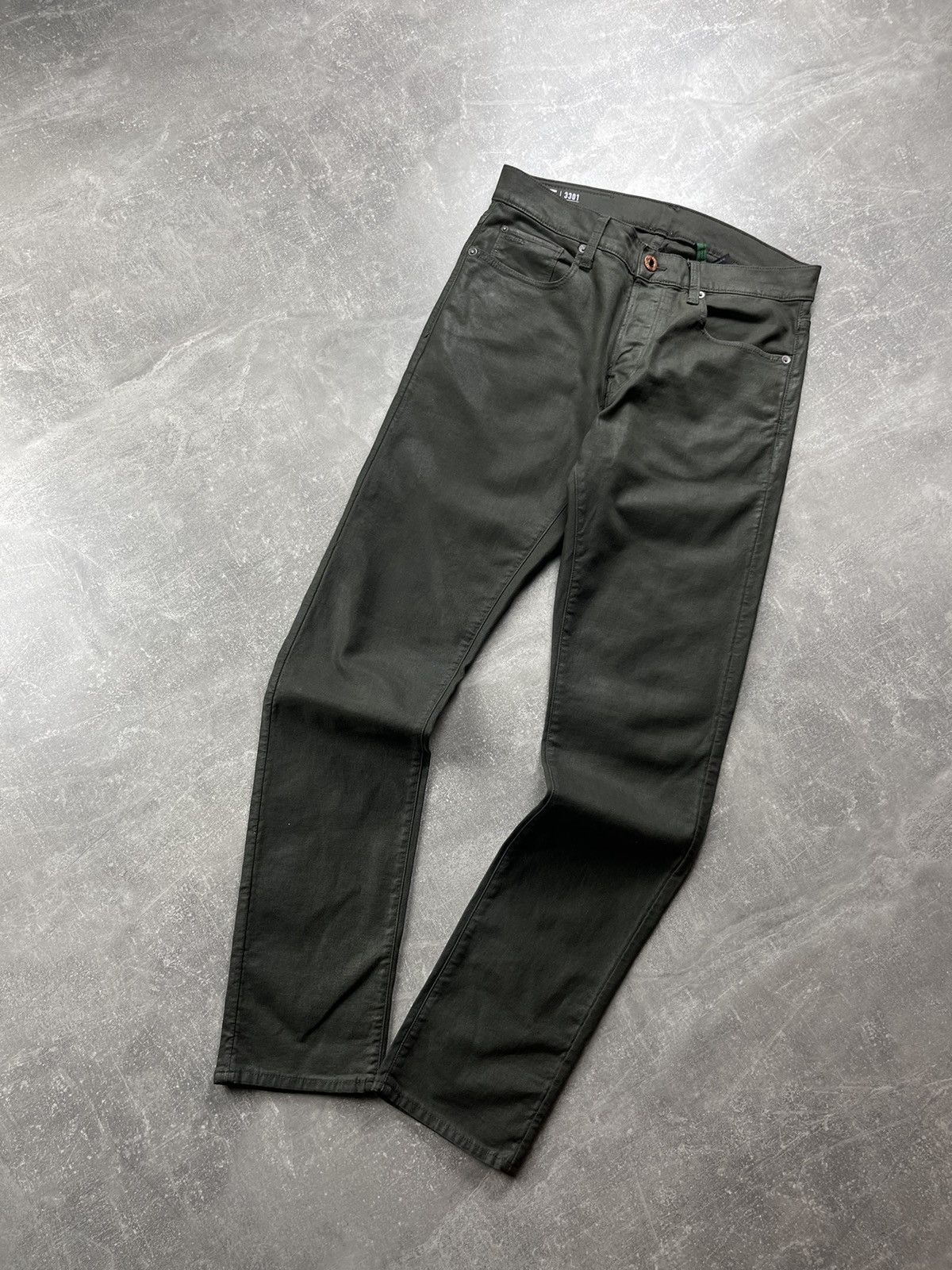 G-Star G-Star RAW 3301 Wax Biker Slim Jeans 2000s Dark Olive Green Size US 30 / EU 46 - 5 Thumbnail