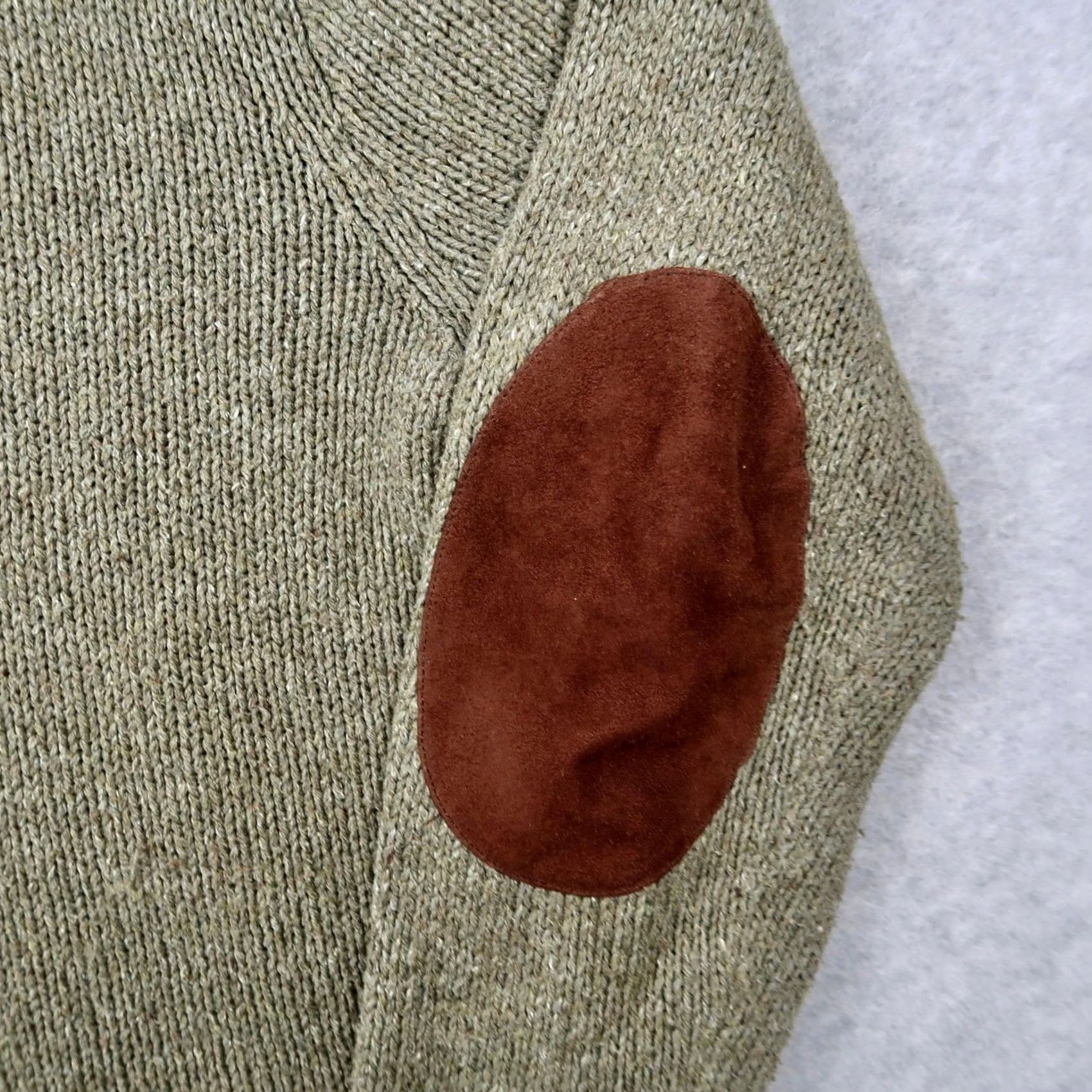 Polo Ralph Lauren Polo Ralph Lauren Sweater Olive Green XL V-Neck Long Sleeve Pullover Knit Cotton Hemp Elbow Patches Mens Size US XL / EU 56 / 4 - 6 Thumbnail