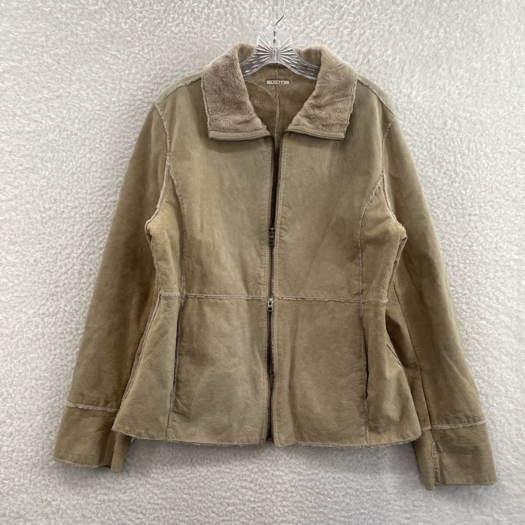 Guess GUESS Suede Leather Coat 90s Y2K Vintage Large L Tan Beige Faux Fur Afghan Penny Lane Mens Size L / US 10 / IT 46 - 2 Thumbnail