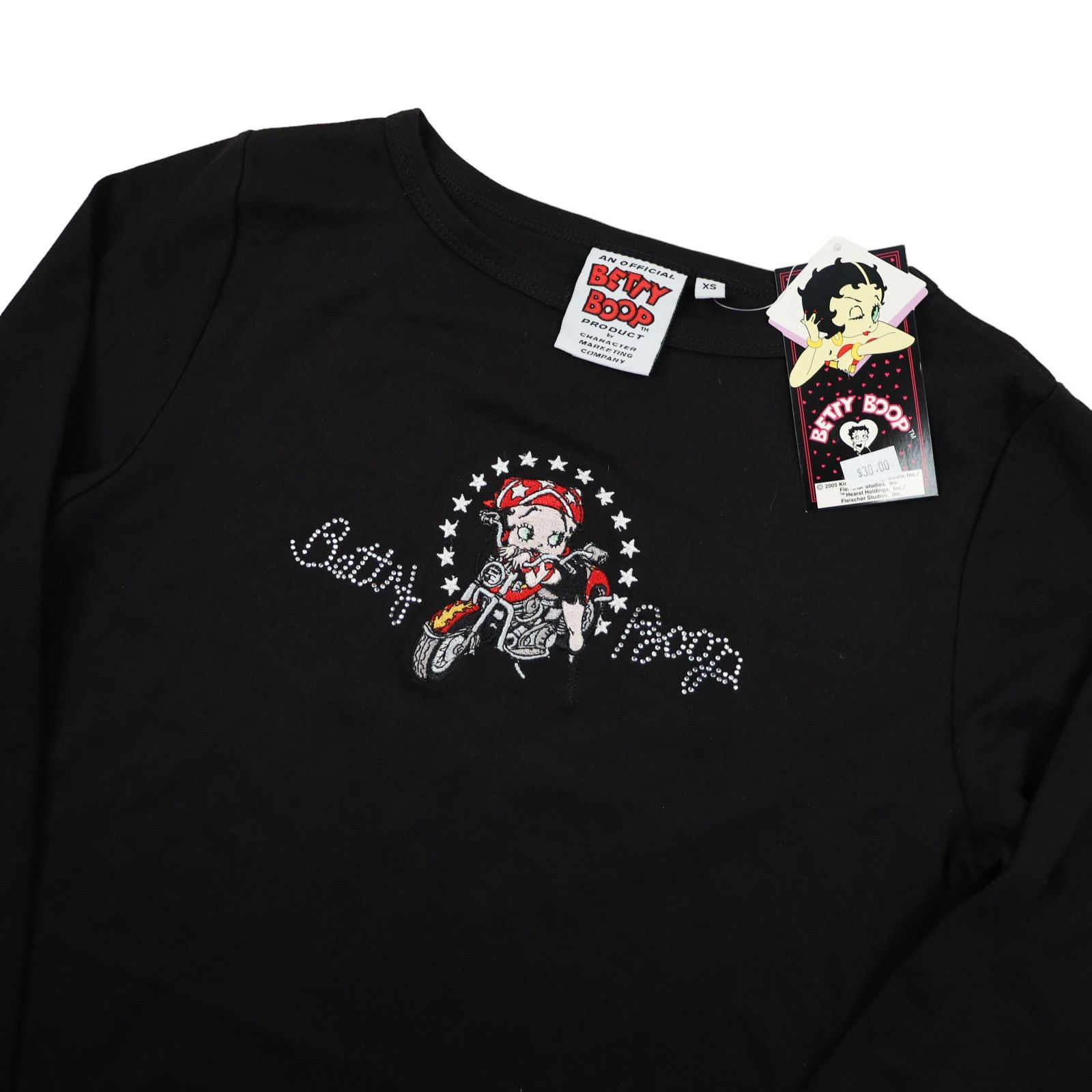 Vintage Vintage Y2k NWT Betty Boop Motorcycle Rhinestone T Shirt Size XS / US 0-2 / IT 36-38 - 2 Thumbnail