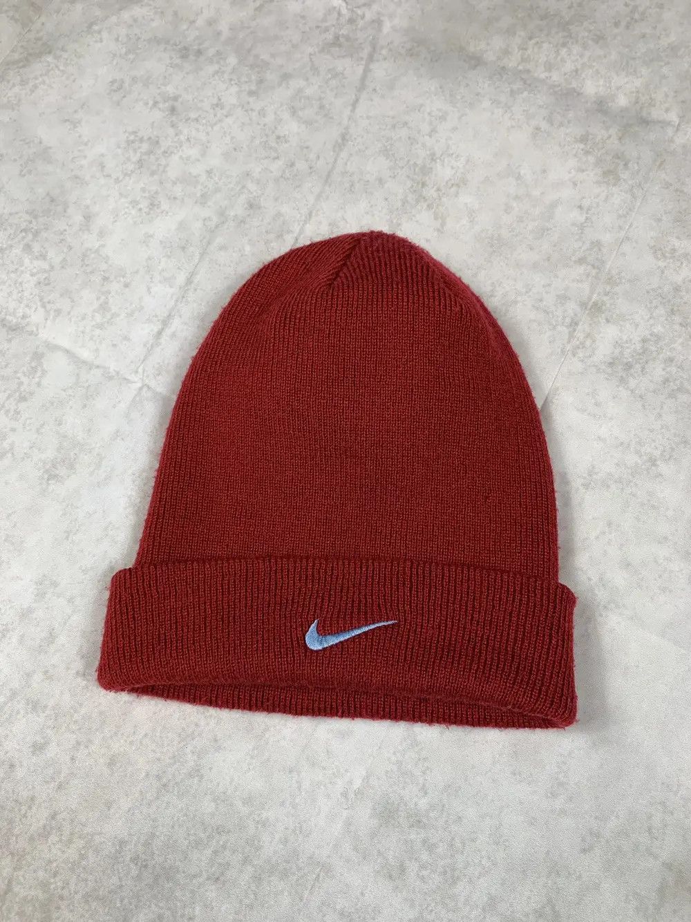 Nike × Vintage Vintage 90s Nike Small Swoosh Beanie Rare Winter Hat Cap Size ONE SIZE - 1 Thumbnail