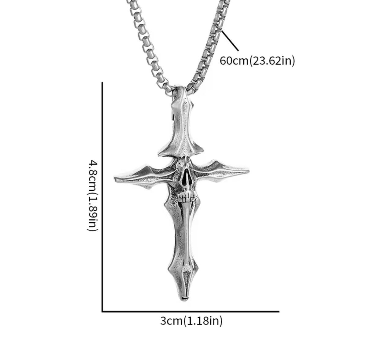 Jewelry Skull Grimace Cross Pendant Necklace Size ONE SIZE - 3 Thumbnail