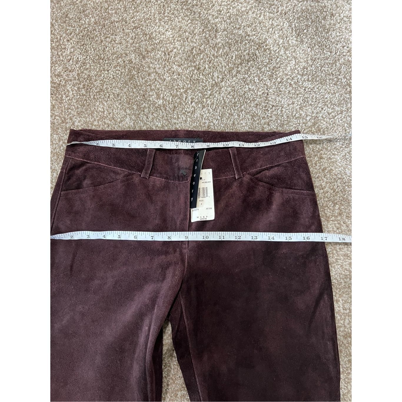 Theory Theory NWT Pants Women's Merlot Suede Leather Fully Lined Bo Size 27" / US 4 / IT 40 - 11 Thumbnail