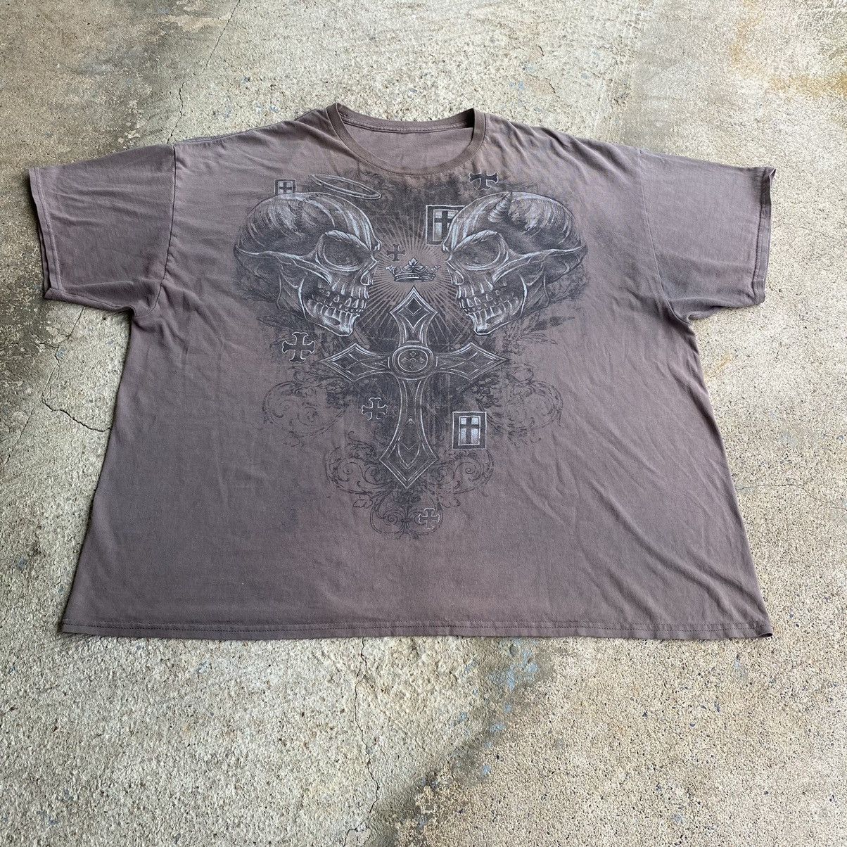 Japanese Brand × Vintage Vintage Y2K Skull Cross Affliction Style Oversized Shirt Size US XXL / EU 58 / 5 - 11 Thumbnail