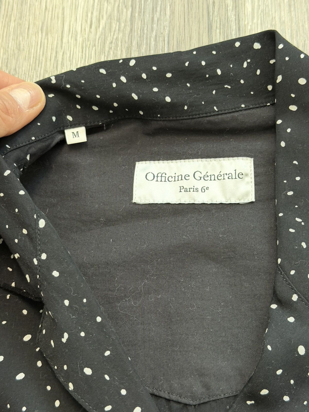 Officine Generale Officine Générale Men’s Dress Shirt - Black/White Dot, Med. Size US M / EU 48-50 / 2 - 4 Thumbnail