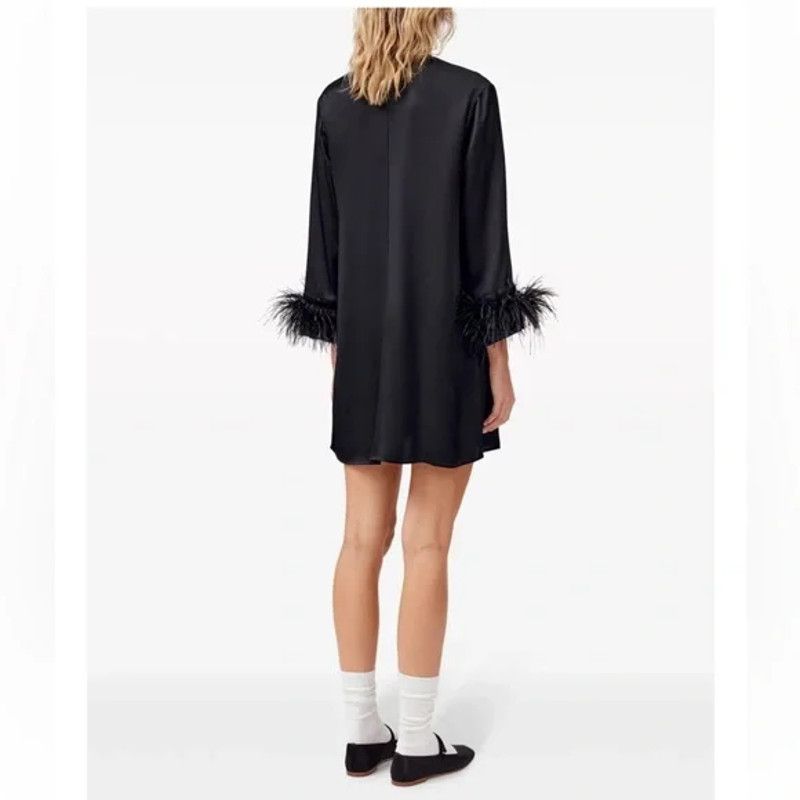 Sleeper NWT Sleeper Black Party Shirt Dress, Detachable Feathers XS Size XS / US 0-2 / IT 36-38 - 3 Thumbnail