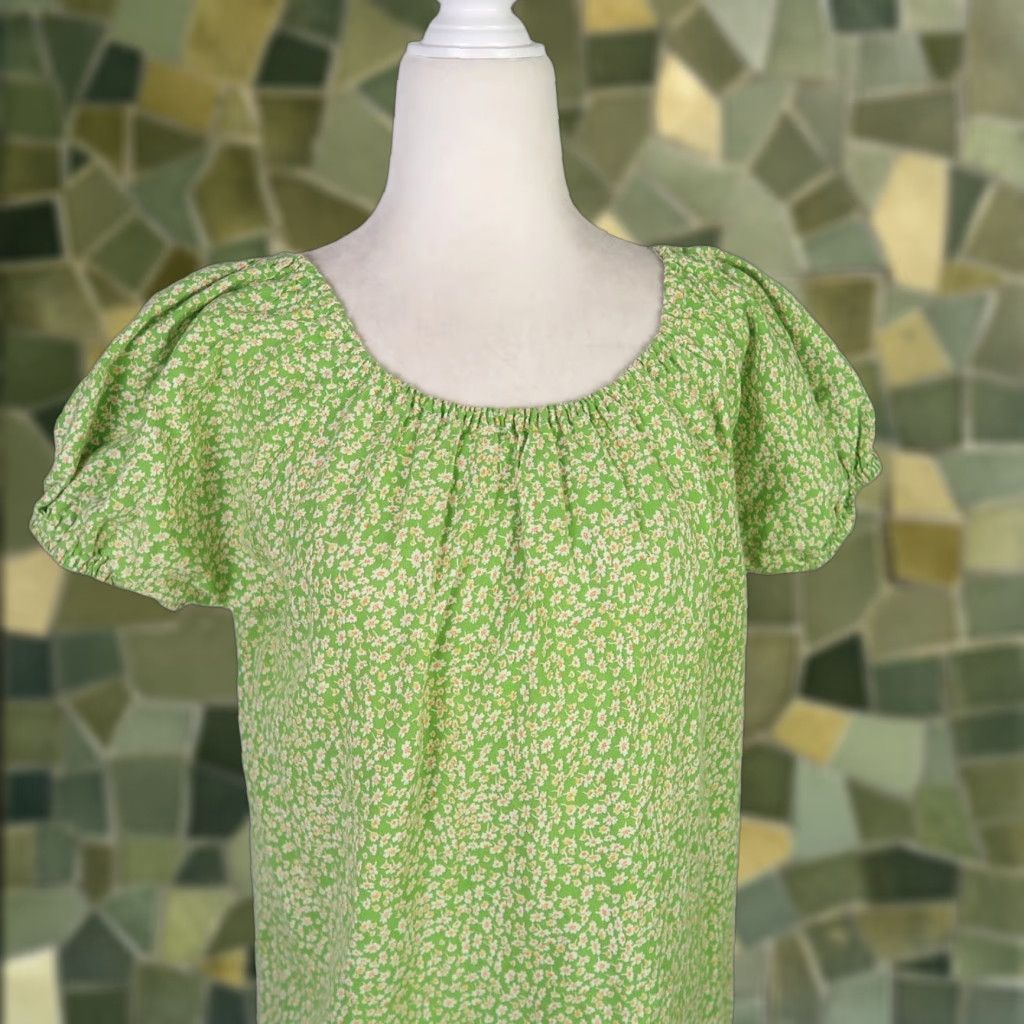 Vintage VINTAGE 70s green and yellow calico floral mini dress S Size S / US 4 / IT 40 - 1 Thumbnail