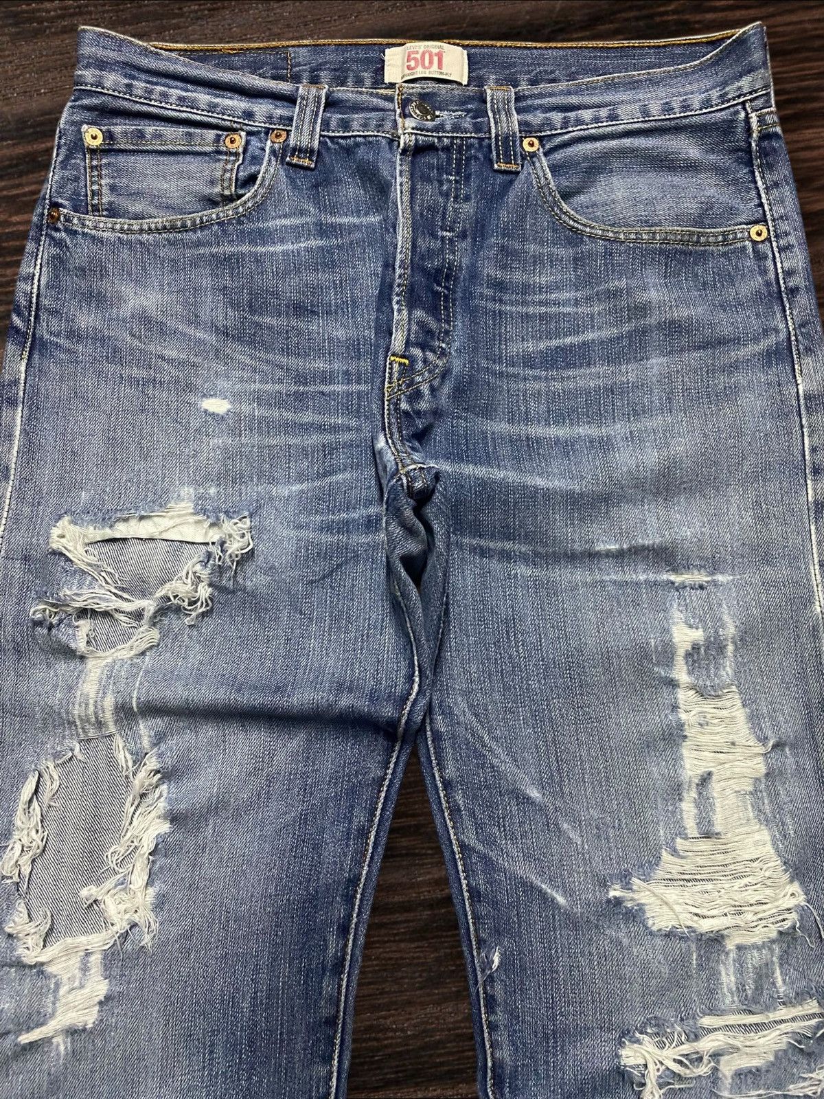 Levi's Vintage Clothing Vintage Levis 501 Ripped Loose Jeans Size US 32 / EU 48 - 3 Thumbnail