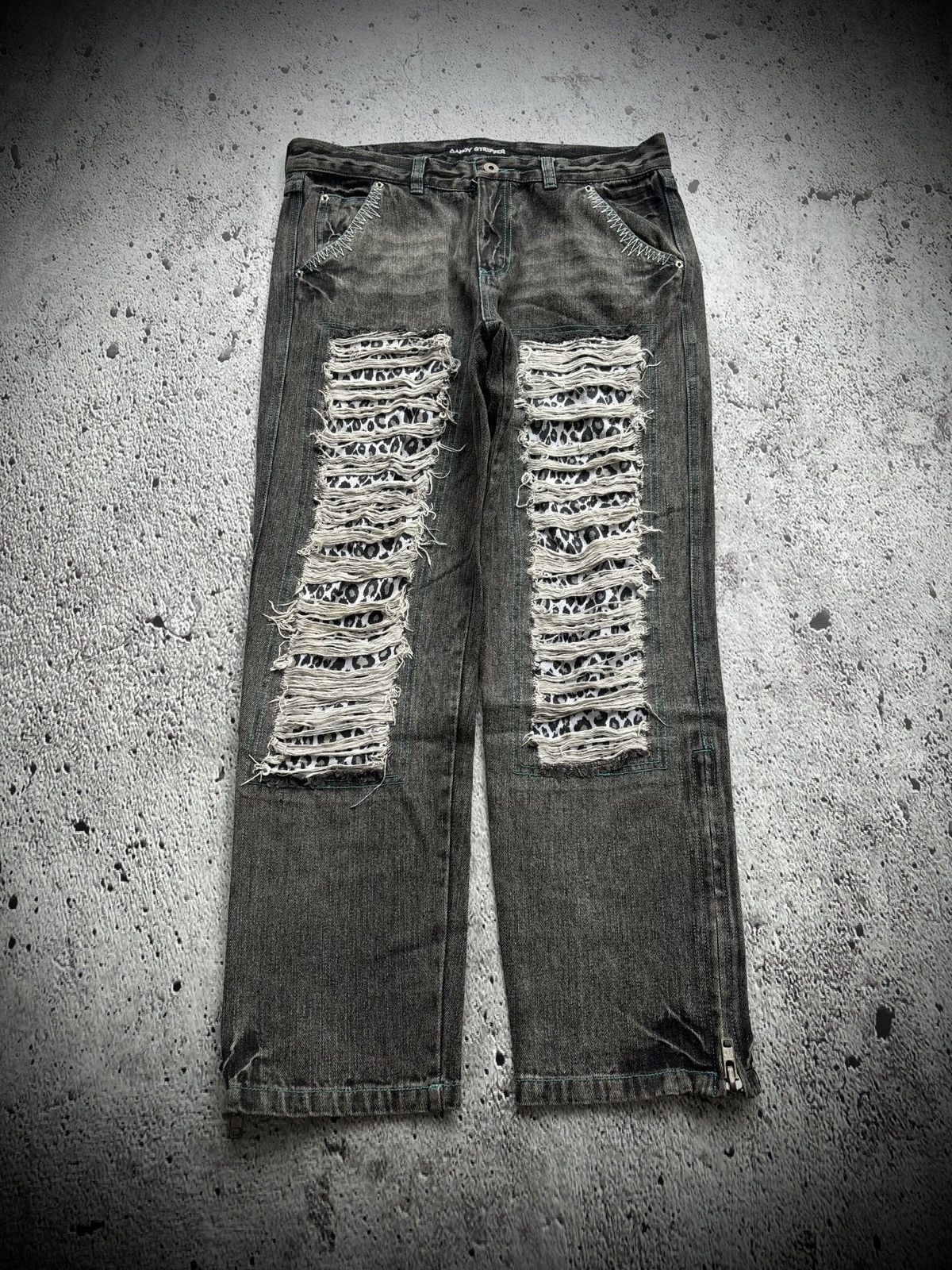 Hysteric Glamour Y2k Distressed Denim Candy Stripper Jeans Size US 32 / EU 48 - 1 Thumbnail