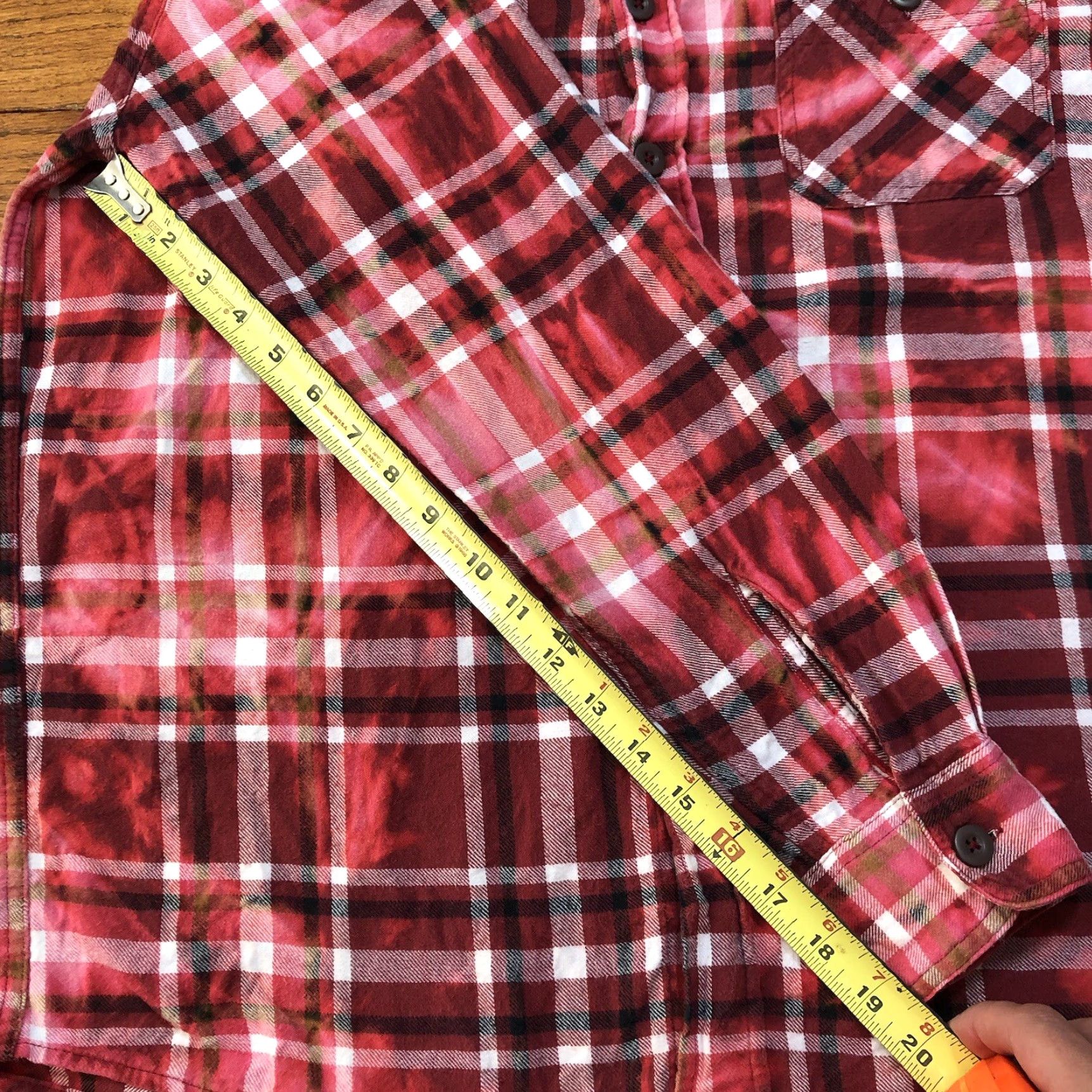 Wrangler VINTAGE Wrangler Long Sleeve Shirt Button Up Mens XL Acid Wash Tie Dye Red Plaid Flannel Size US XL / EU 56 / 4 - 8 Thumbnail