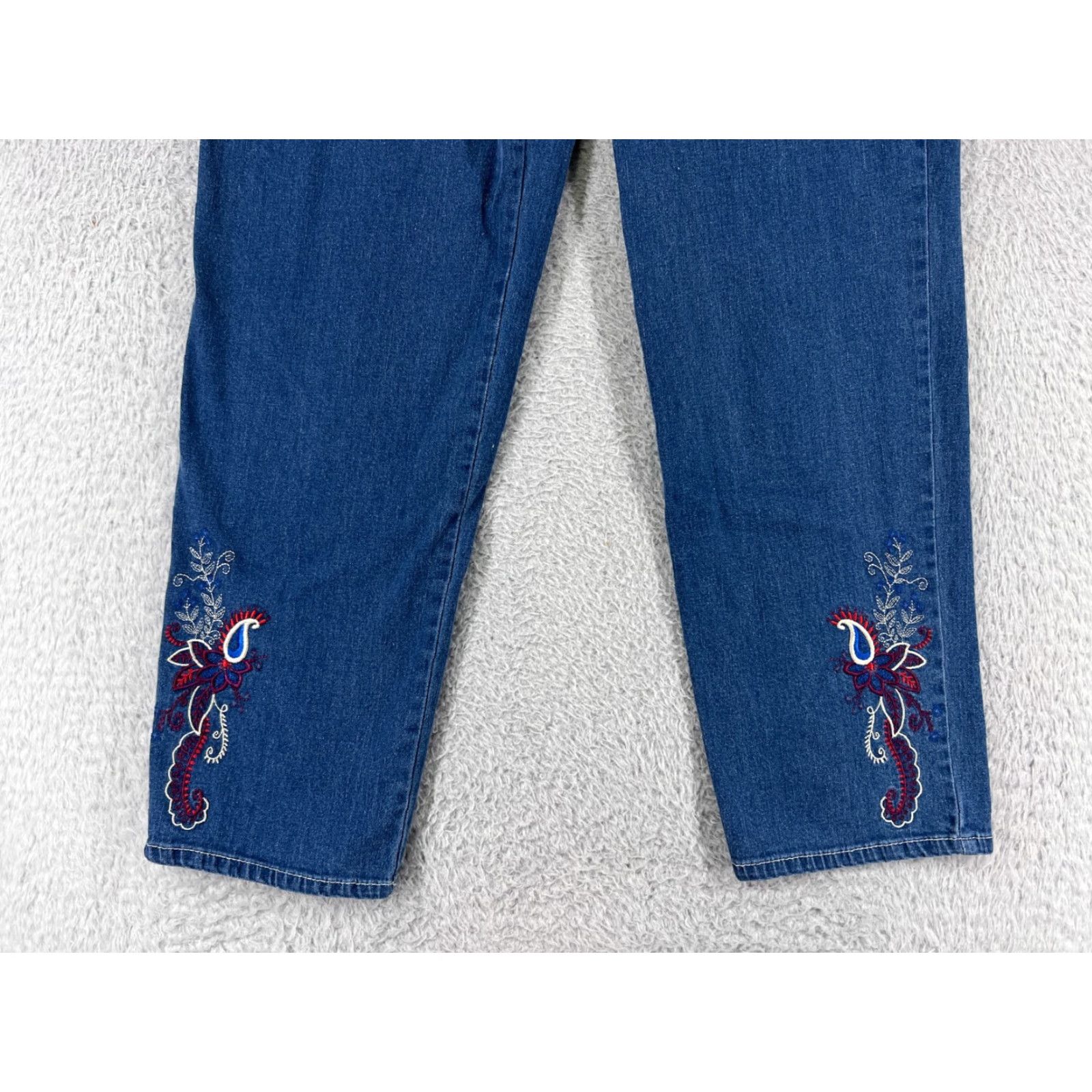 Denime Bedford Fair Jeans Women 10P Blue Denim Embroidered Paisley Floral Cotton Women Size 32" / US 10 / IT 46 - 5 Thumbnail