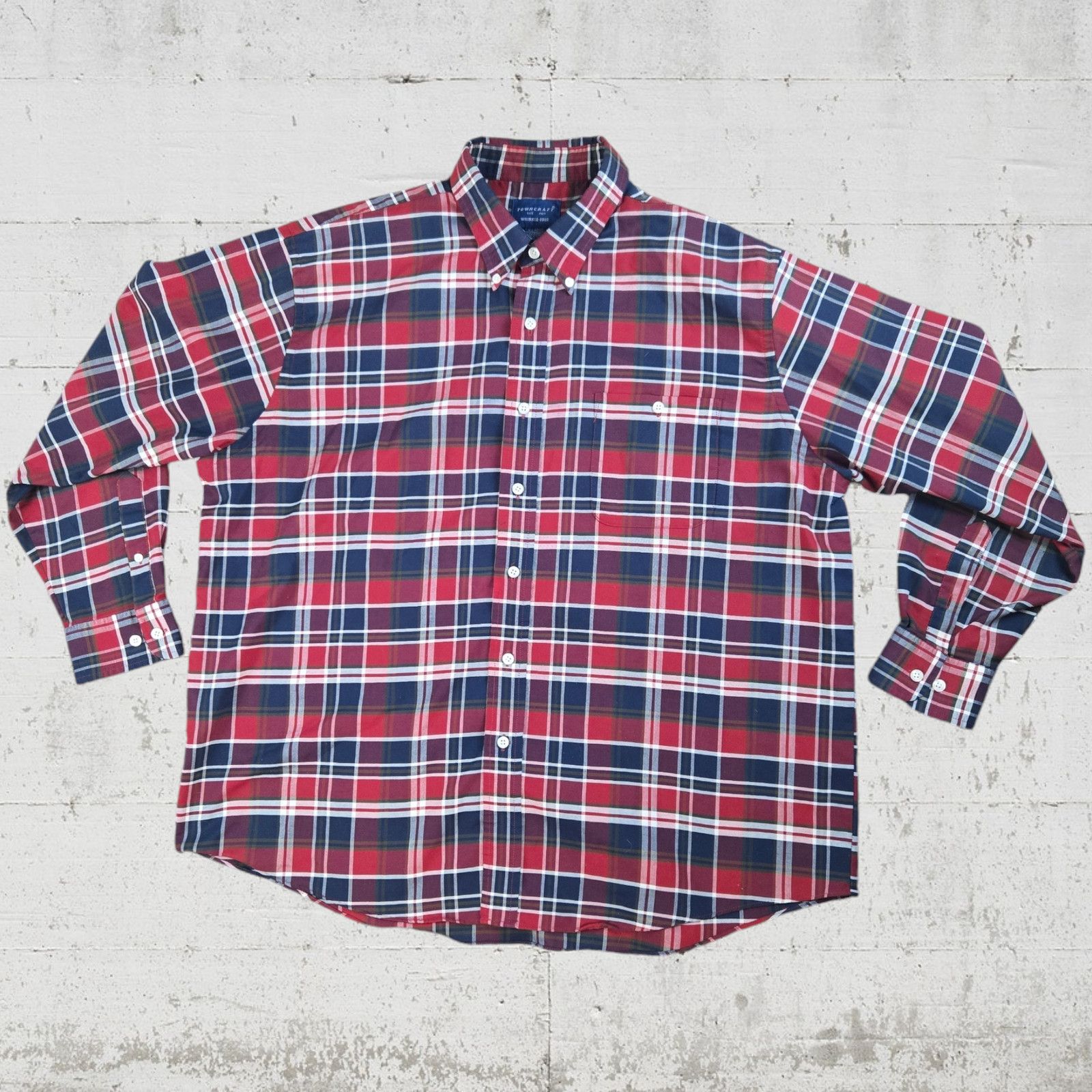 Towncraft Vintage Red Plaid Classic Button Down Shirt Size XL Size US XL / EU 56 / 4 - 2 Thumbnail