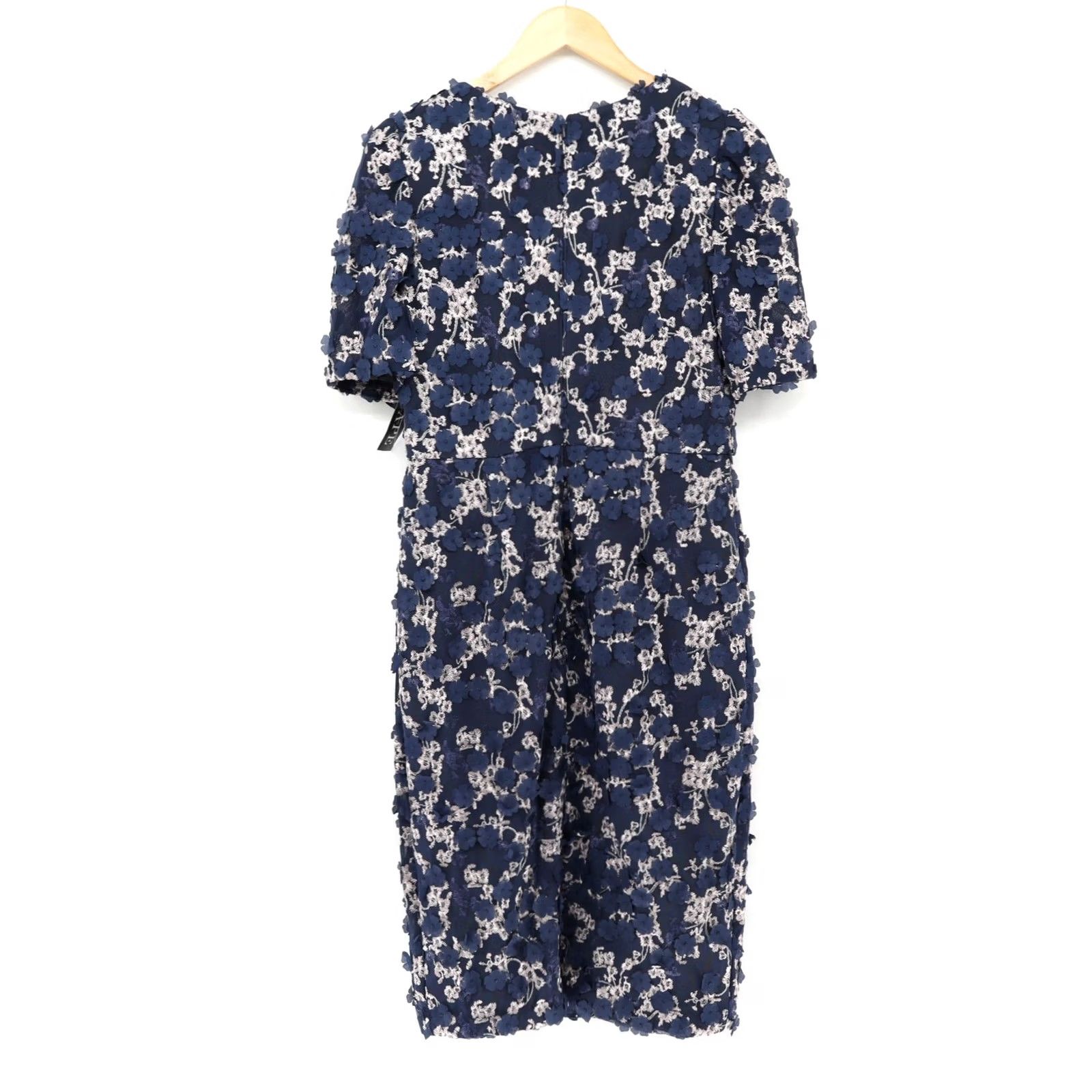 Vintage Xscape Dress Women's Midi Sheath Embroidered Floral V-Neck Blue 10 NEW Party Cocktail Size L / US 10 / IT 46 - 2 Thumbnail