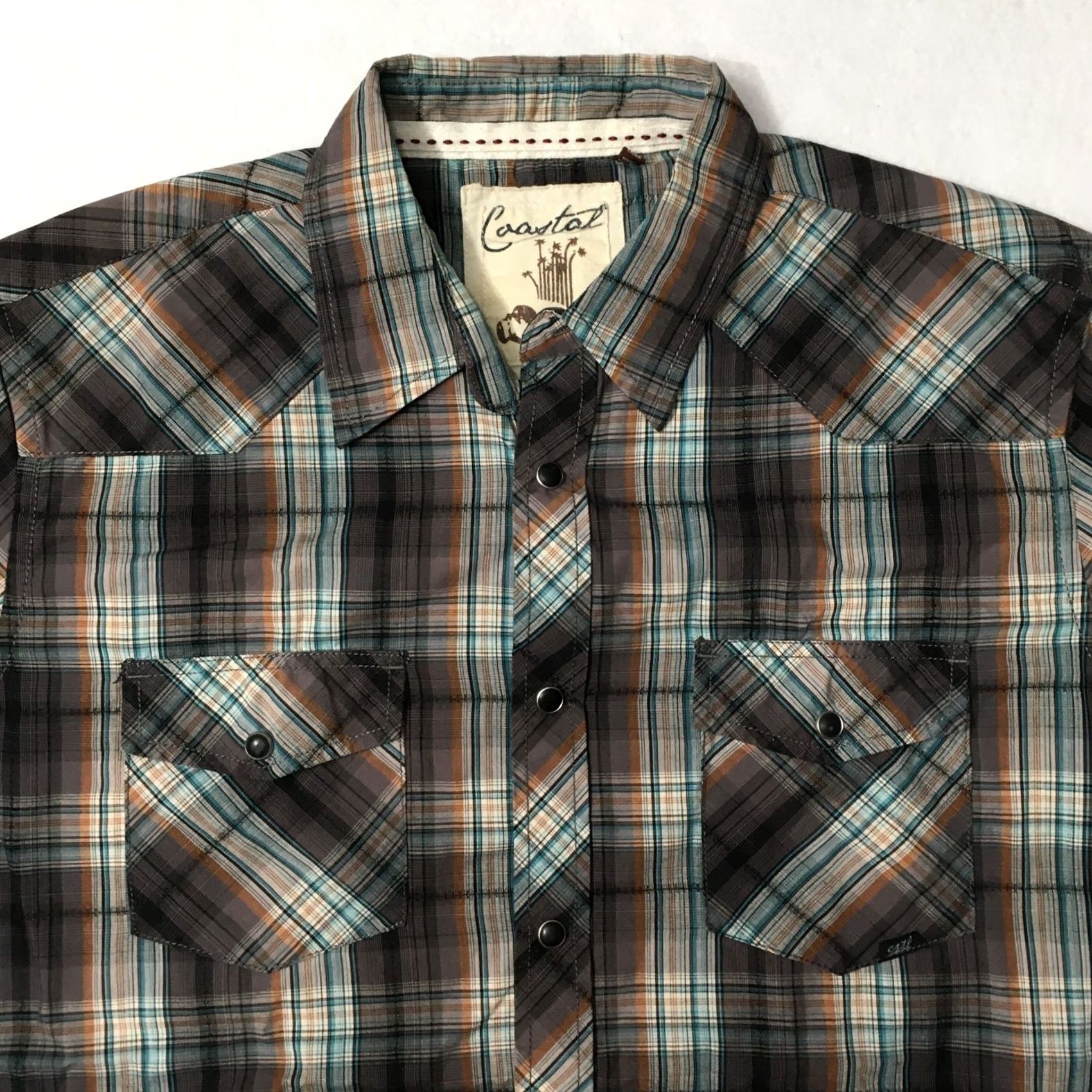 Vintage Coastal shirt men’s large plaid Pearl snap long sleeve button up Pockets Size US L / EU 52-54 / 3 - 2 Thumbnail