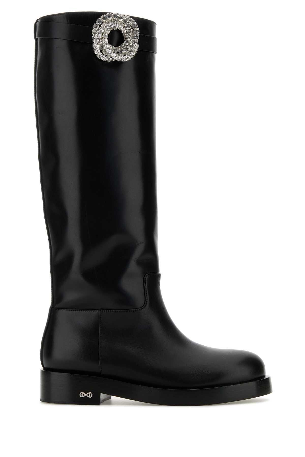 MACH & MACH Black Leather Galaxy Riding Boots Size US 7.5 / IT 37.5 - 1 Thumbnail