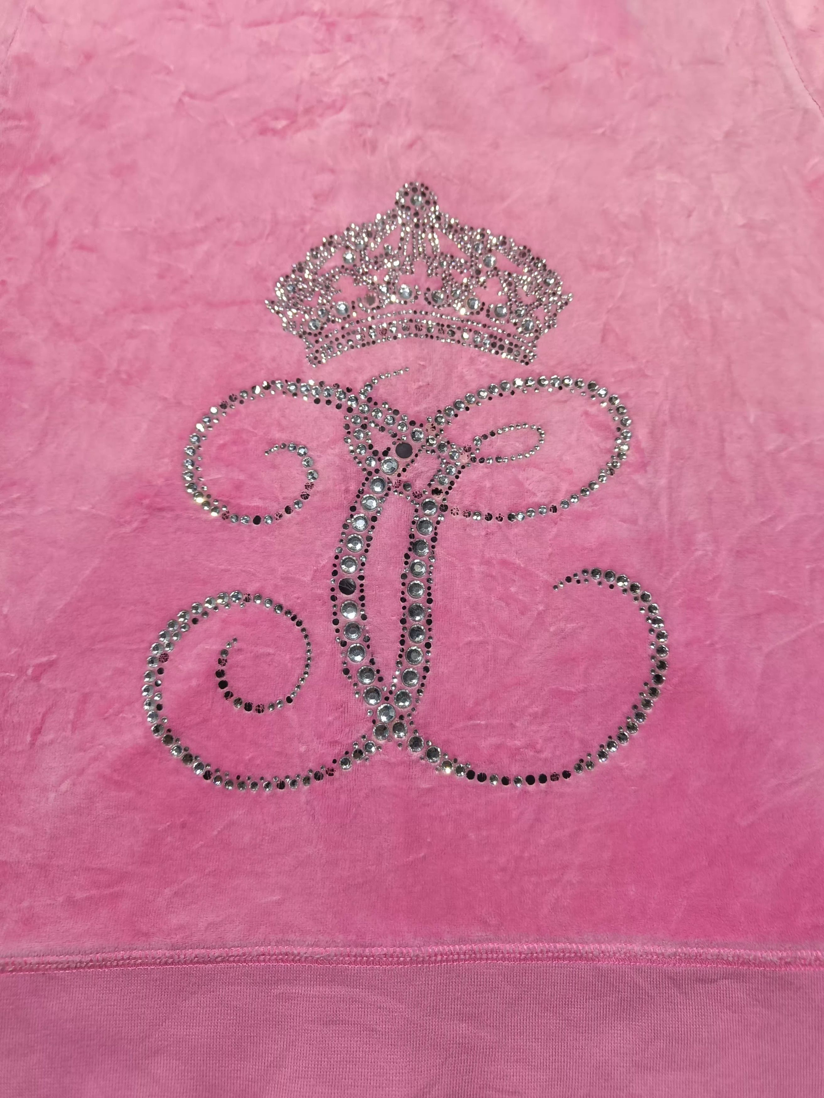 Juicy Couture Vintage JUICY COUTURE Pink Velvet Zipper Hoodie Size L / US 10 / IT 46 - 4 Thumbnail