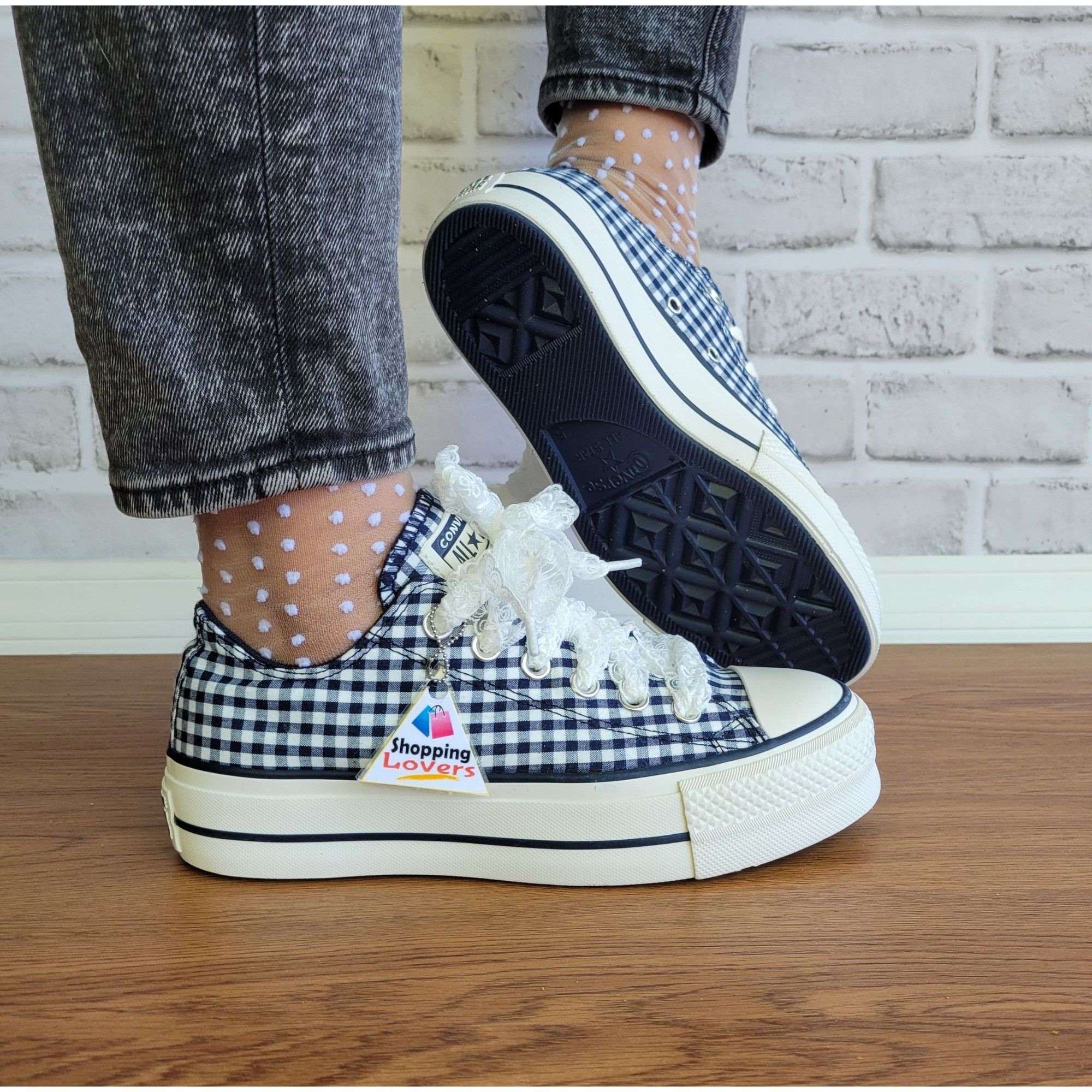 Converse ❤️Chuck Taylor All Star Lift Gingham 11 Womens Shoes Navy Wh Size US 11 / IT 41 - 1 Thumbnail