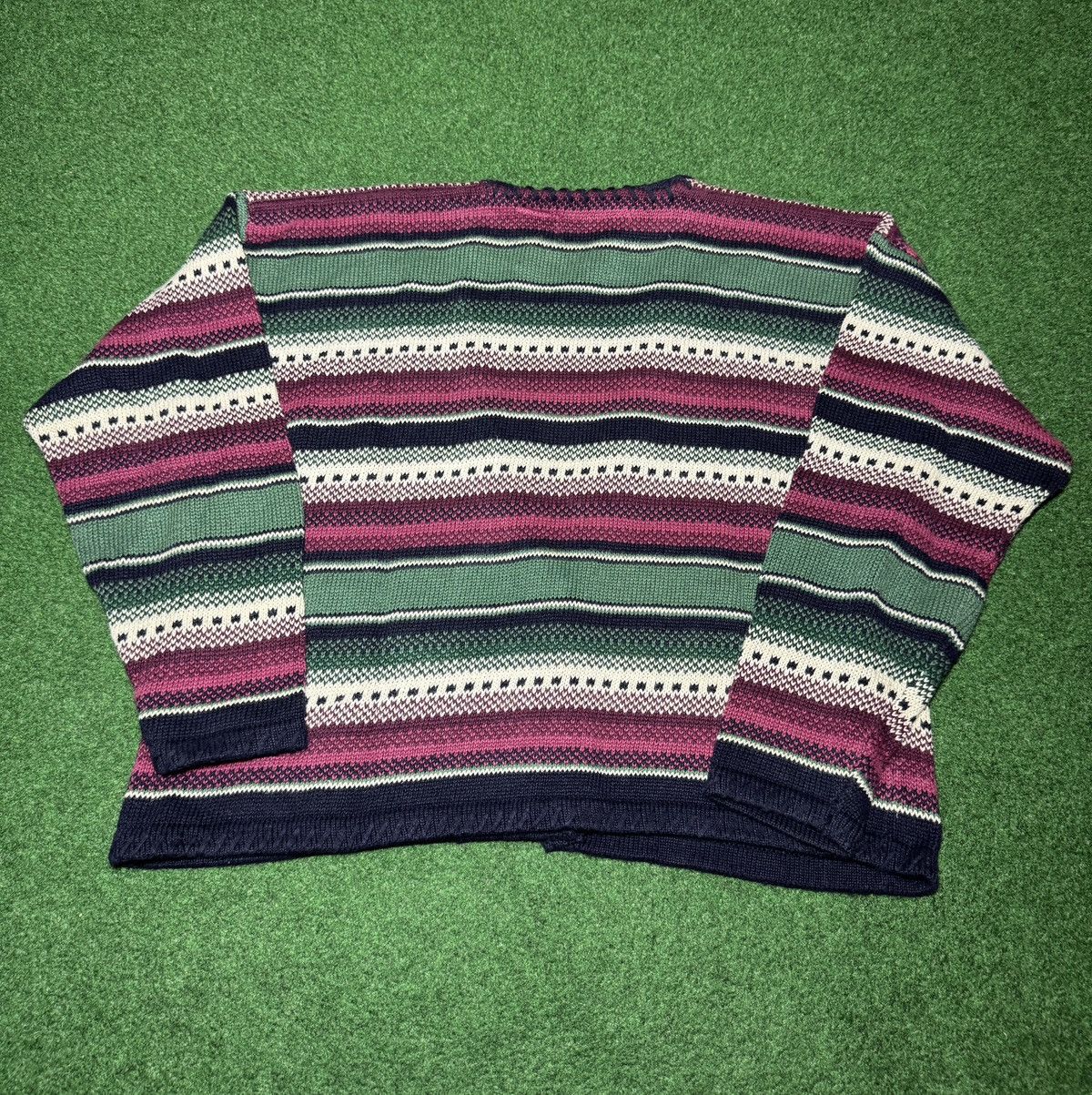 Vintage Southwestern Cardigan Vintage 90s 23x22 Cropped Boxy Sweater Size L / US 10 / IT 46 - 5 Thumbnail