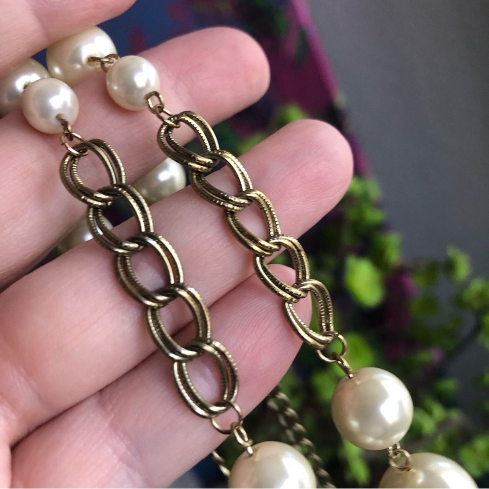 Vintage Vintage graduated faux pearls gold chain necklace Size ONE SIZE - 7 Thumbnail