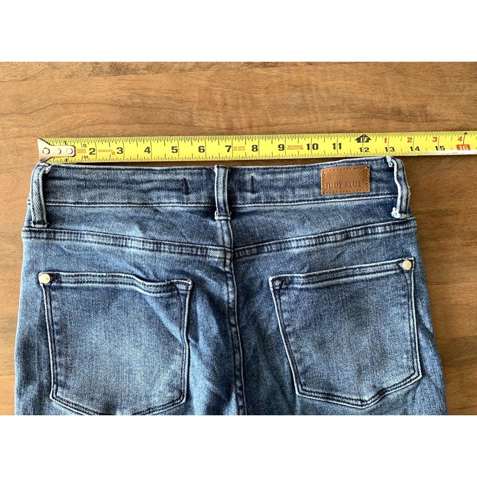 Vintage Judy Blue Relaxed Fit Jeans Women's 26x26.5 Blue Mid Rise Tapered Skinny Stretch Denim 5-Pocket Zipper Button Logo 90s City College Preppy Size 26" / US 2 / IT 38 - 5 Thumbnail