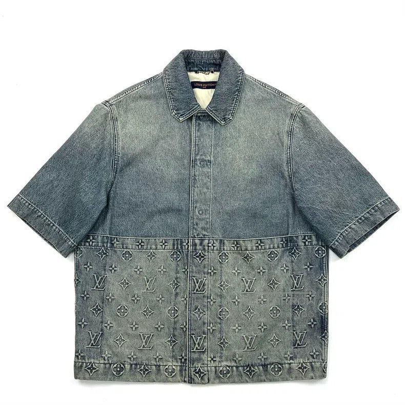 Louis Vuitton Washed blue log embossed aged logo single-br