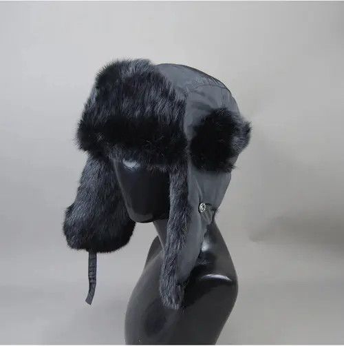 Other Warm Natural Rabbit Fur Bomber Hat With Earflaps Size ONE SIZE - 2 Thumbnail