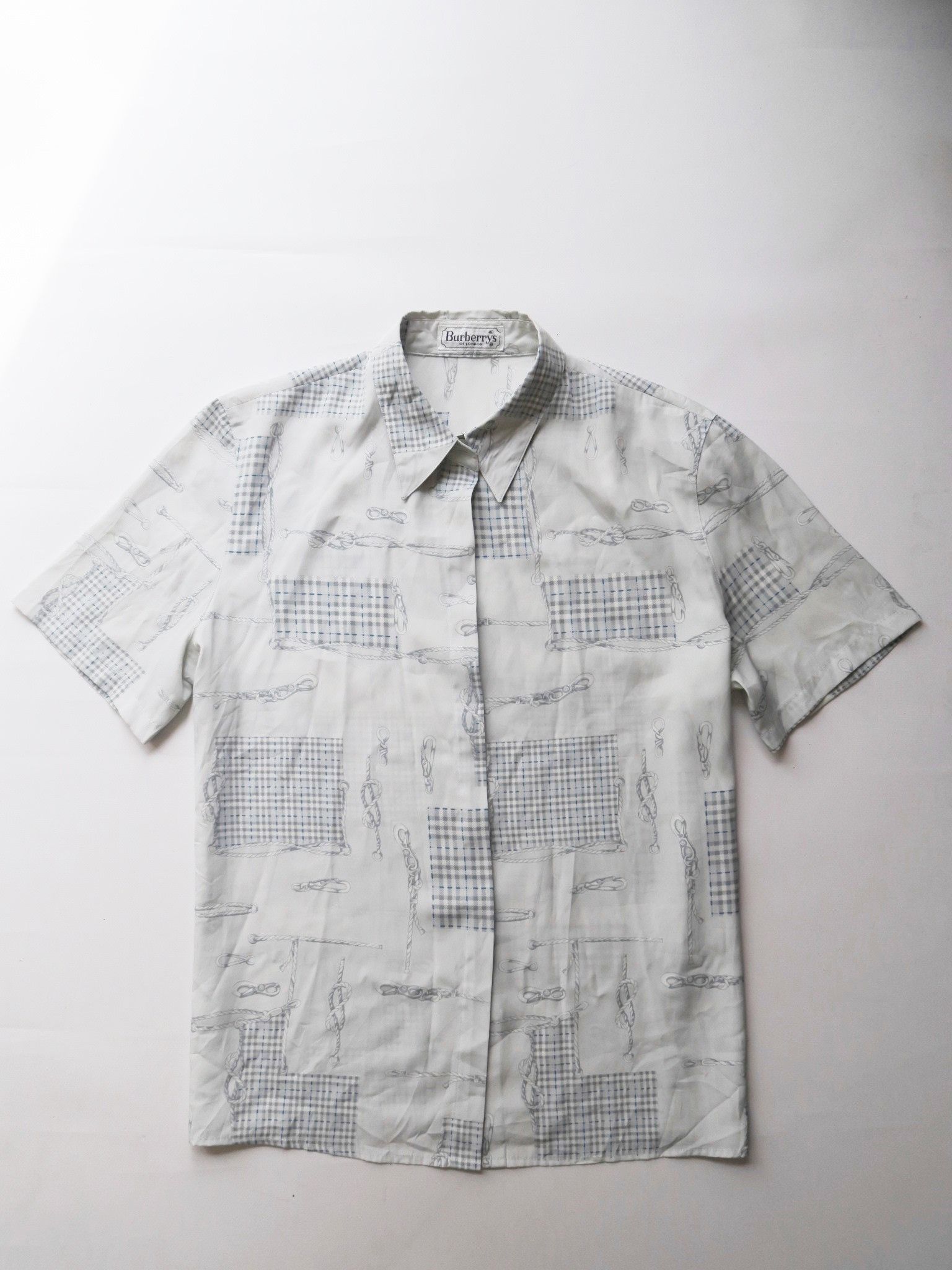 image of Burberry Silk Woman's Shirt Vintage XL in Grey, Women's