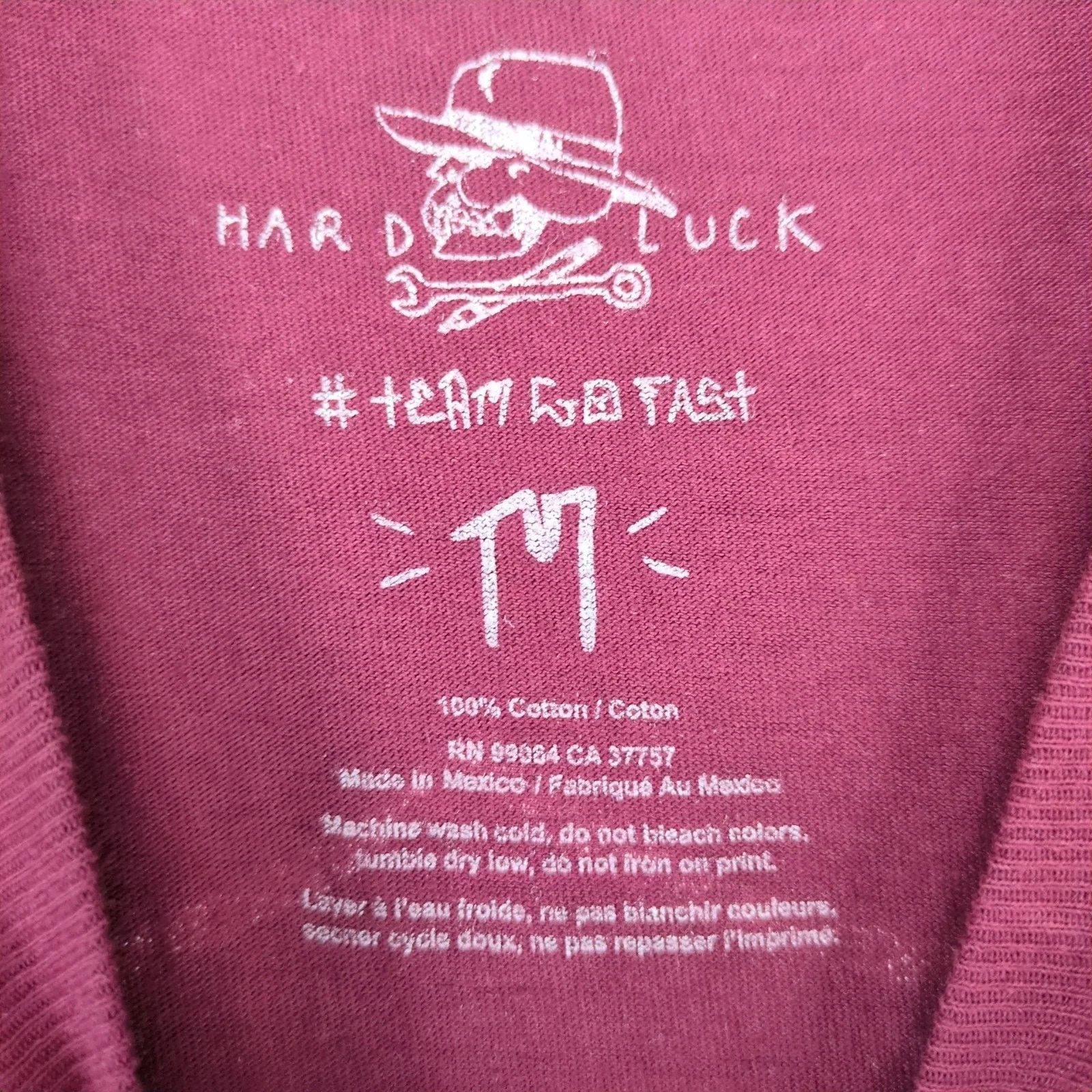 Other Hard Luck Men's M Burgundy T-Shirt Skull Skater Short Sleeve Size US M / EU 48-50 / 2 - 3 Thumbnail